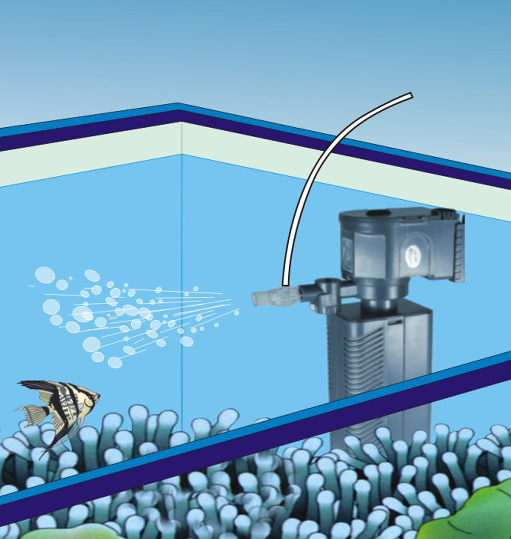Filtre Intérieur pour Aquarium 20L-60L, 3 W/4 W Réglable Pompe Filtre  Interne avec Éponges