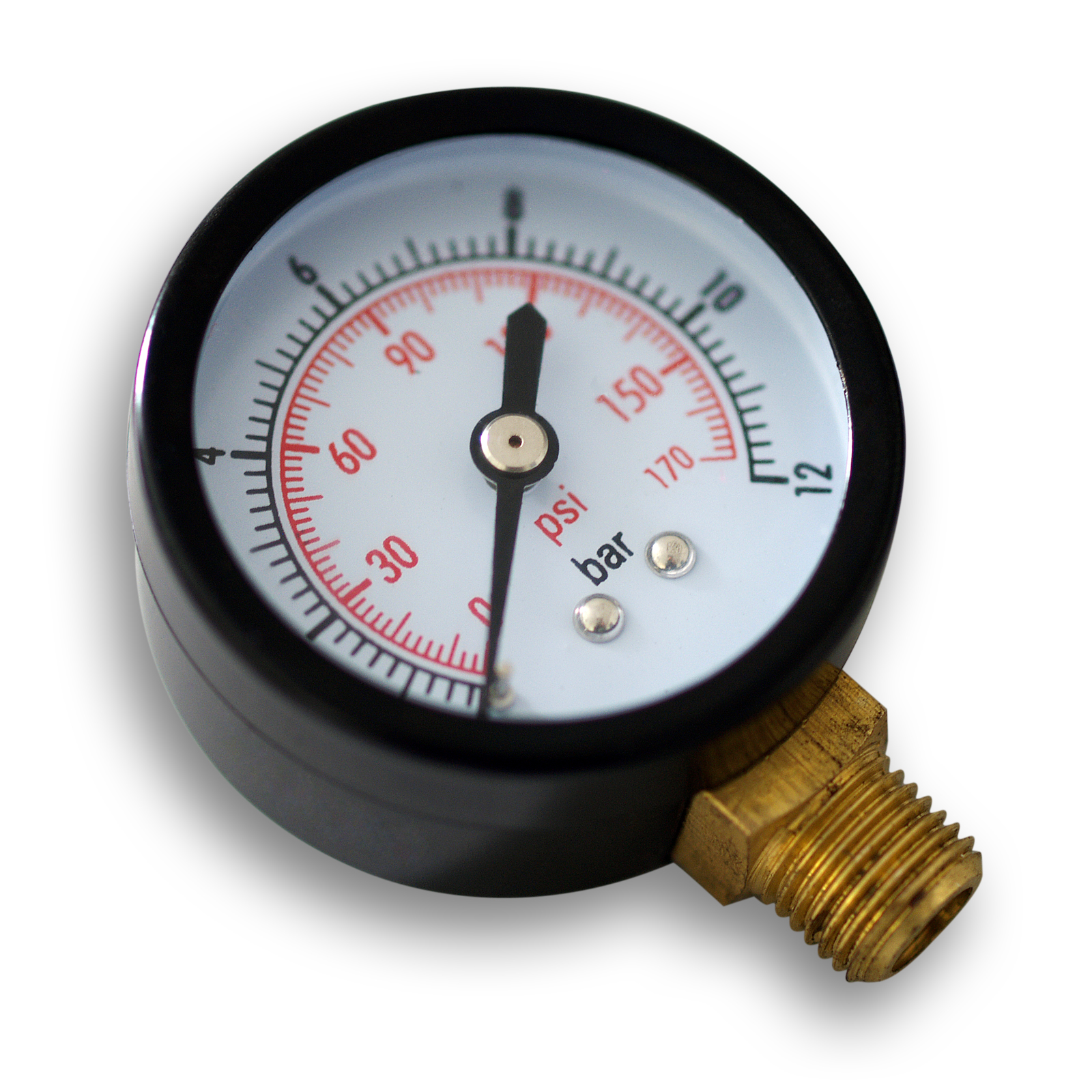 Druckanzeige Druckbehälter/Manometer radial DN8 (1/4") 12.9mm 0-12bar