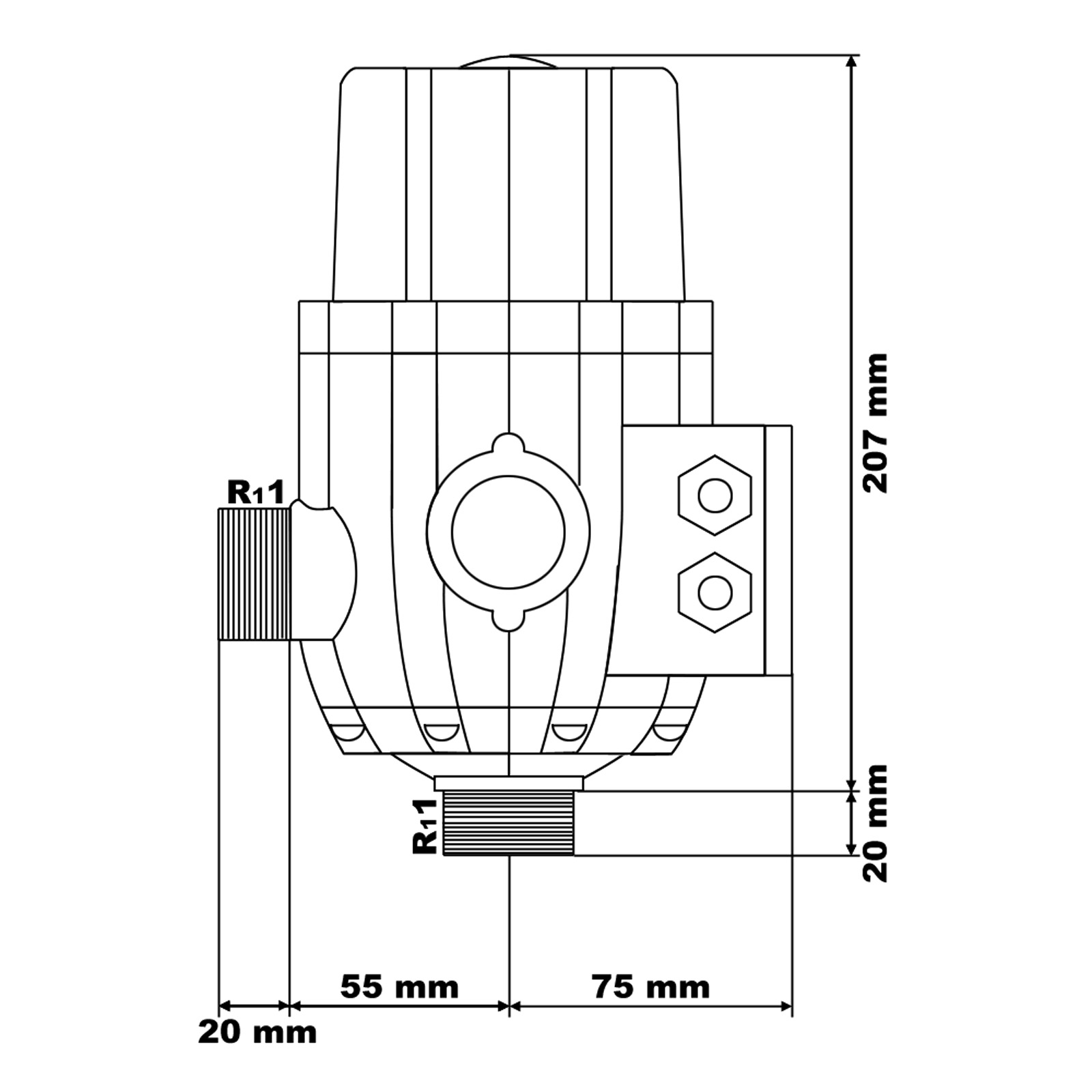pressostat PS-02-C pompe, wisselstukken NEPTUNE réglage de pression d'usine  pour type JET- VENTURION, raccordement monophase