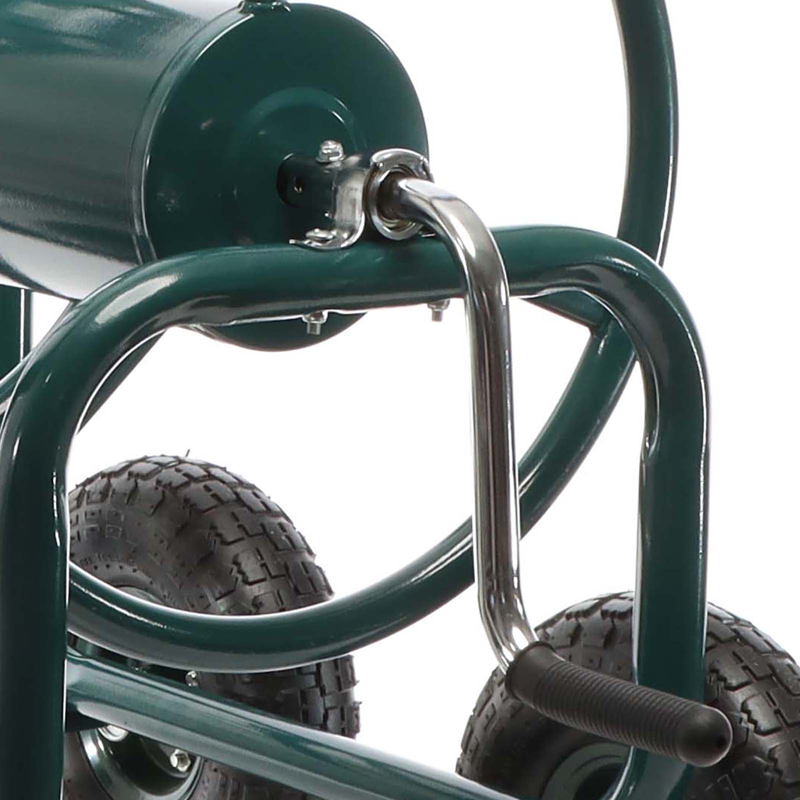 Hose Reel Cart with Basket Wheeled Hose Reel Holder for Outdoors