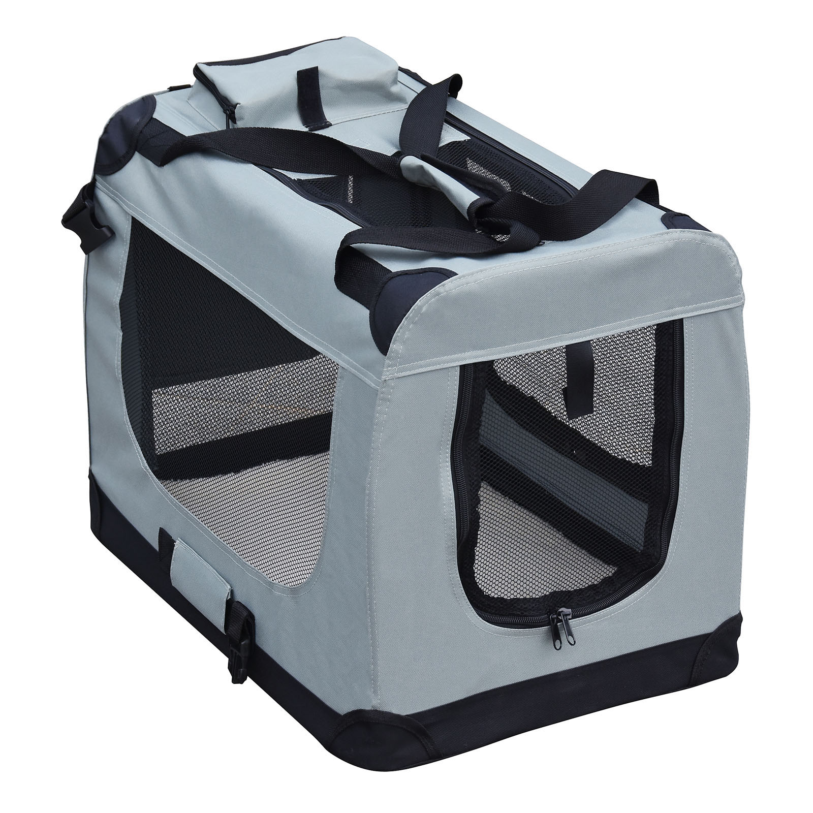 Fudajo faltbare Transportbox Grau für Haustiere Gr. M (60x42x44 cm)