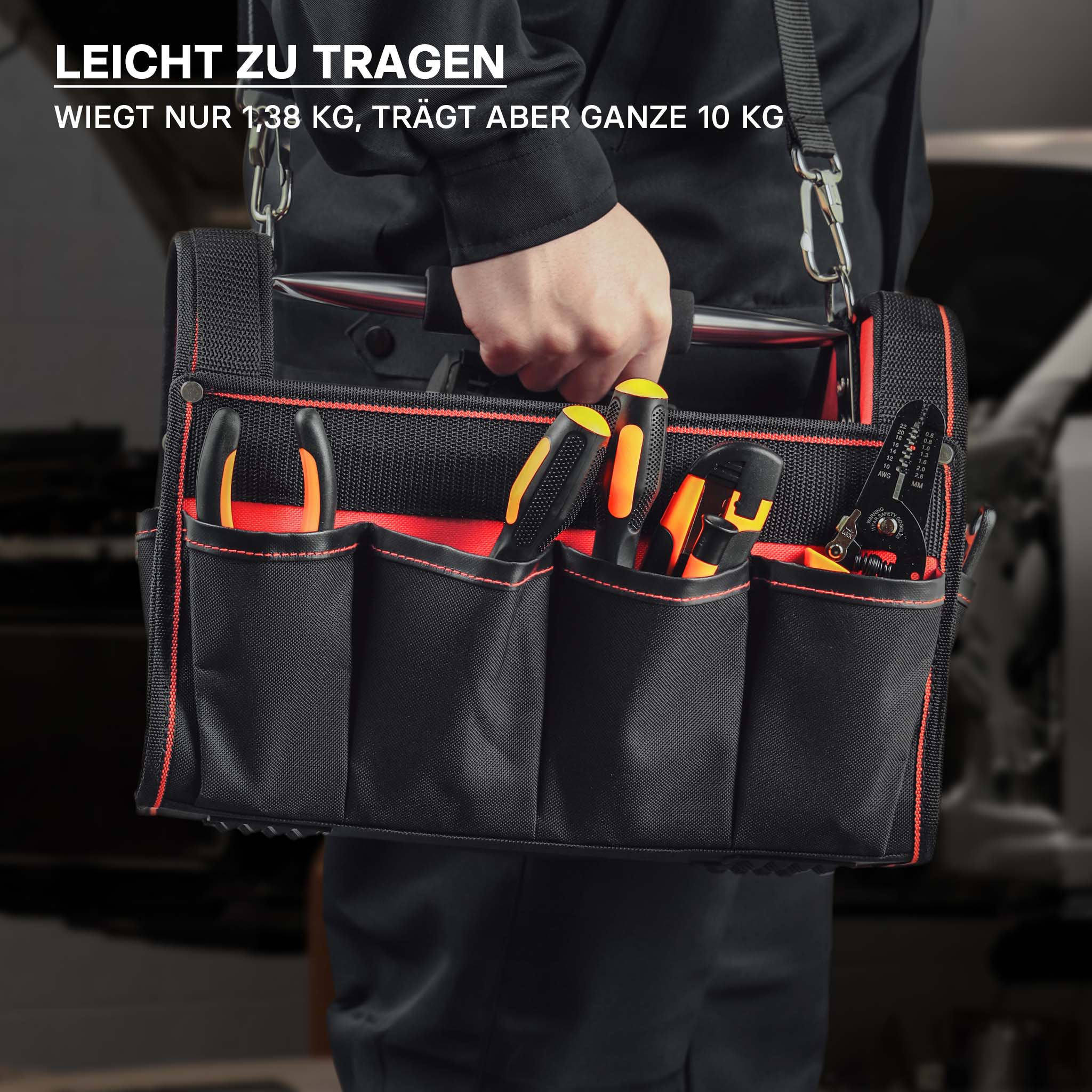TP ; sac à outils efficace, poignée en métal avec poignée antidérapante,  sangle de transport réglable