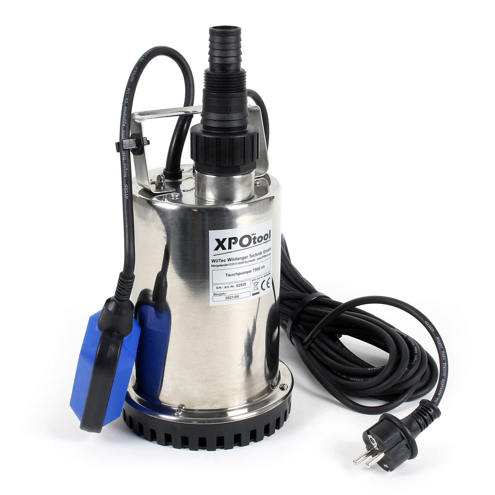 XPOtool Submersible Pump up to 7500l/h 400W Dirty Water Pump with 10m Cable