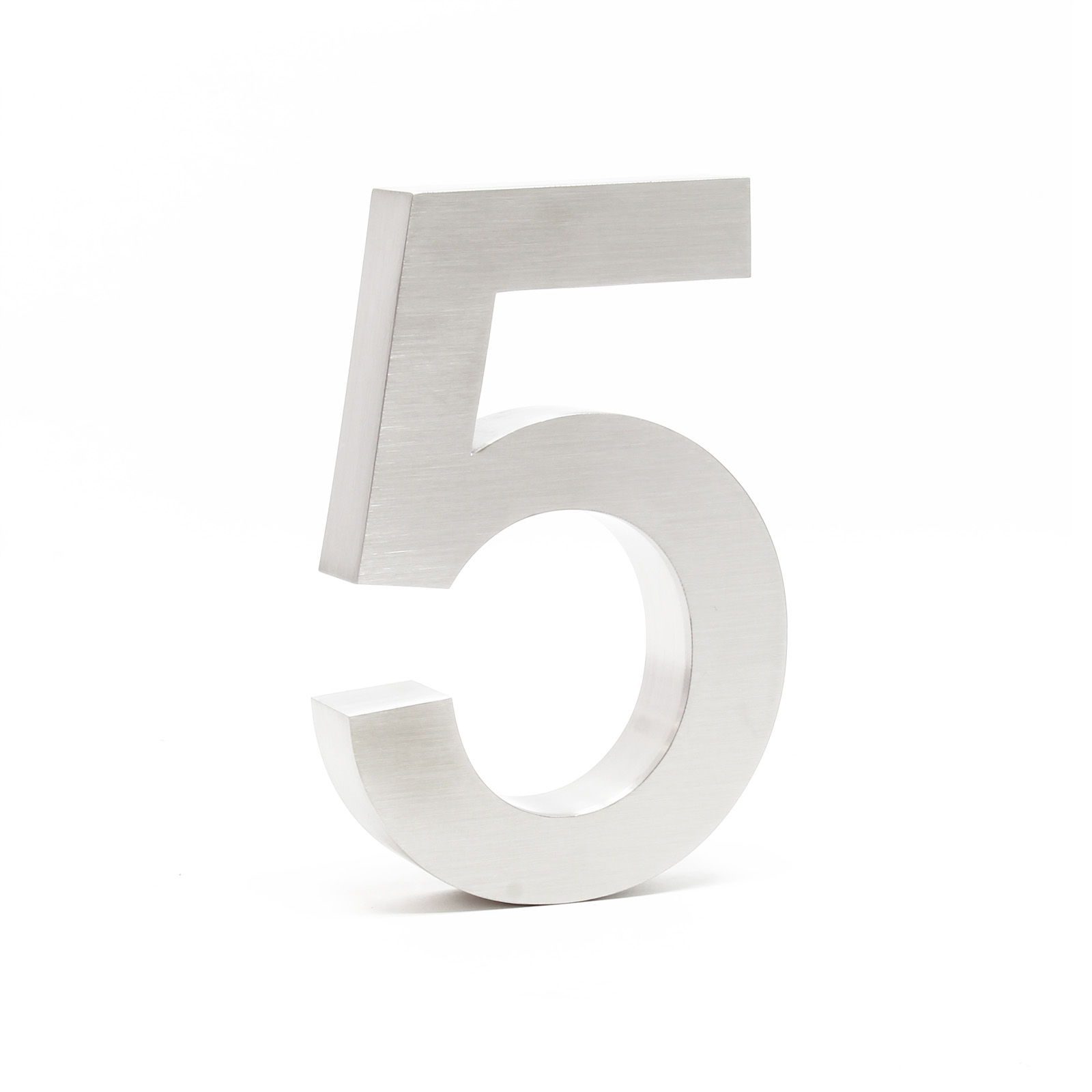 3-D Hausnummer "5" aus Edelstahl 20cm Arial rostfrei und wetterfest