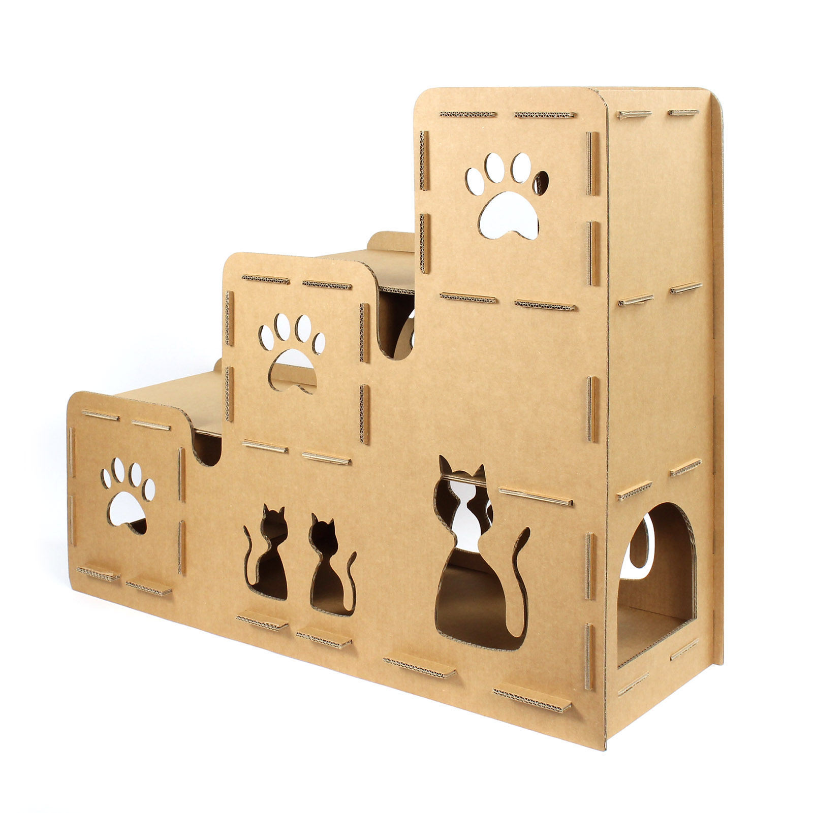 Escalera de cartón con 6 escalones para gatos rascador casa para