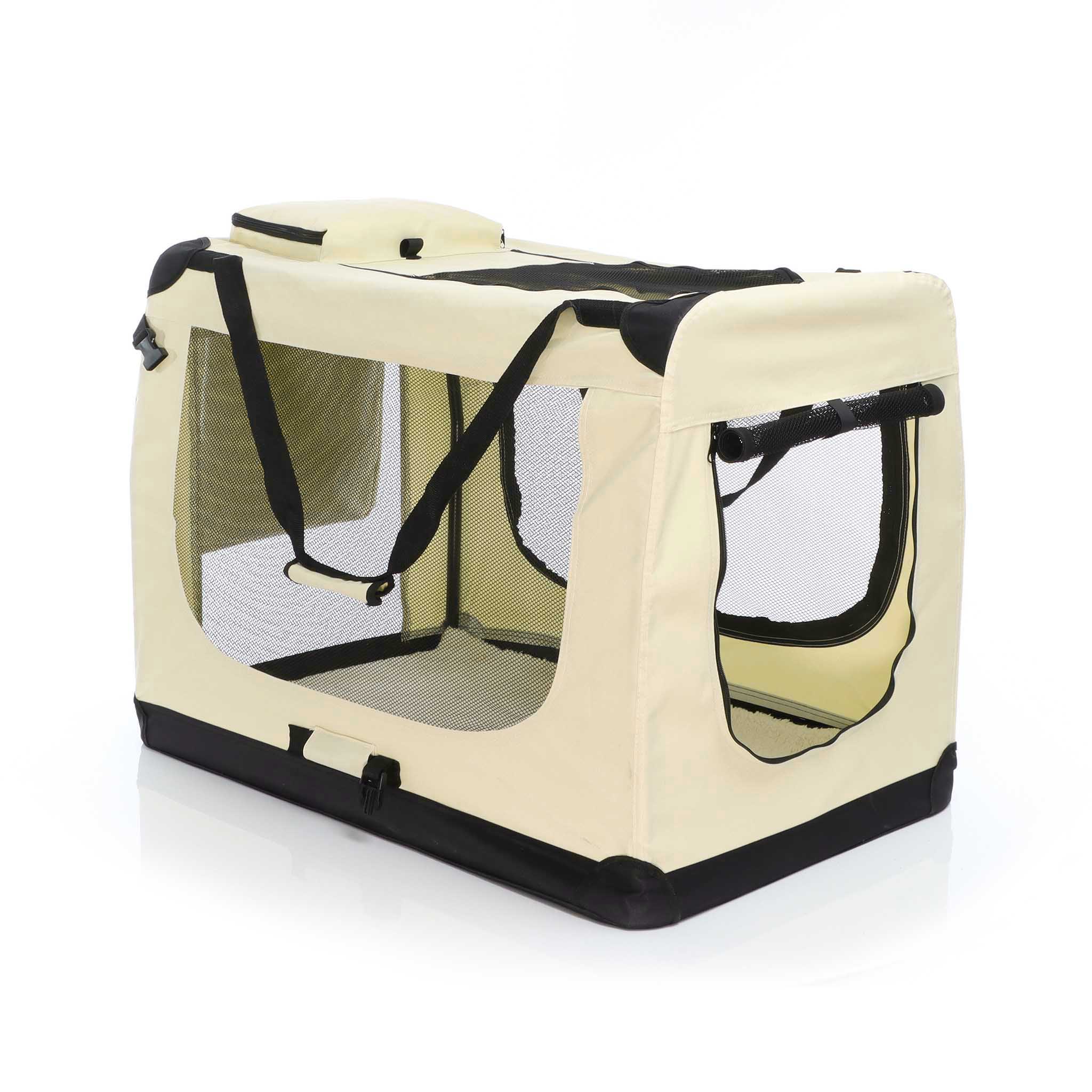 Fudajo faltbare Transportbox Beige für Haustiere Gr. XXXL 100x69x69 cm