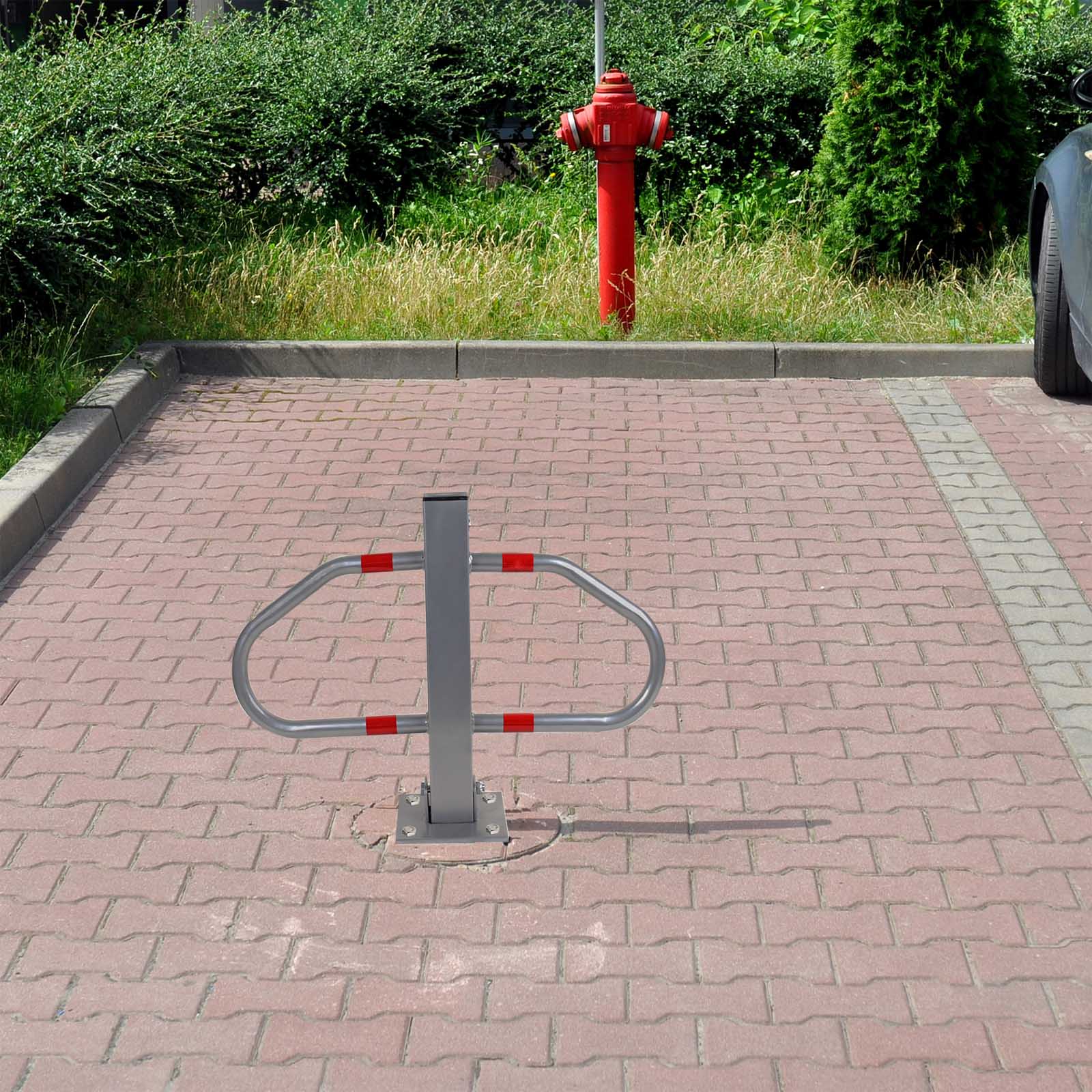 5x Barrera aparcamiento poste redono plegable altura 71 cm con bloqueo y  llaves