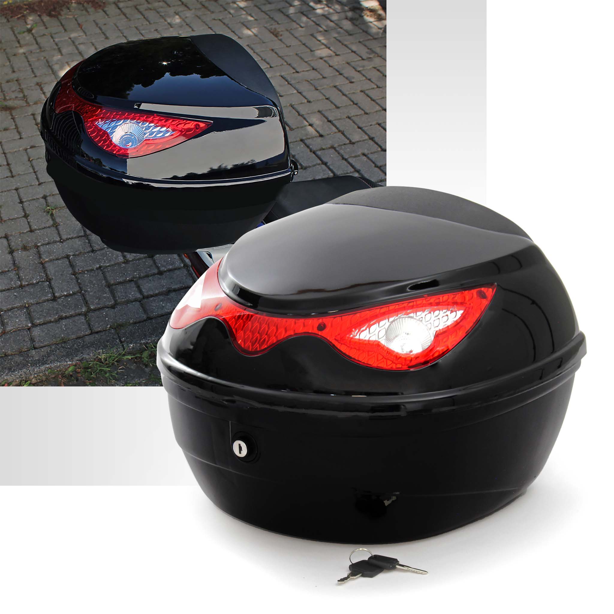 Top Case 36L Noir mat Plaque de montage Coffre Moto Quad Porte-bagage