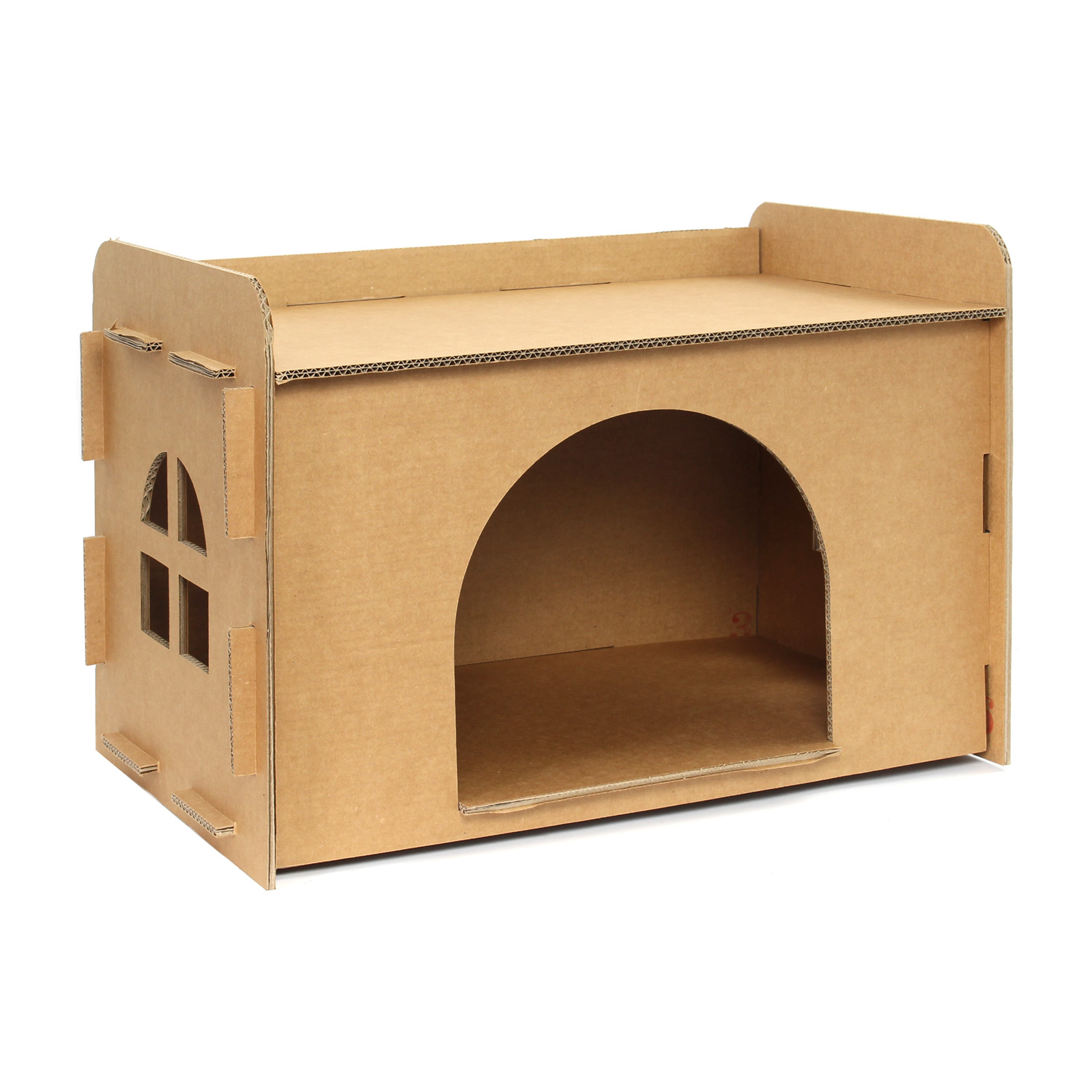 Katzenhütte klein aus Pappe Katzenhaus Karton Katzenhöhle Stecksystem