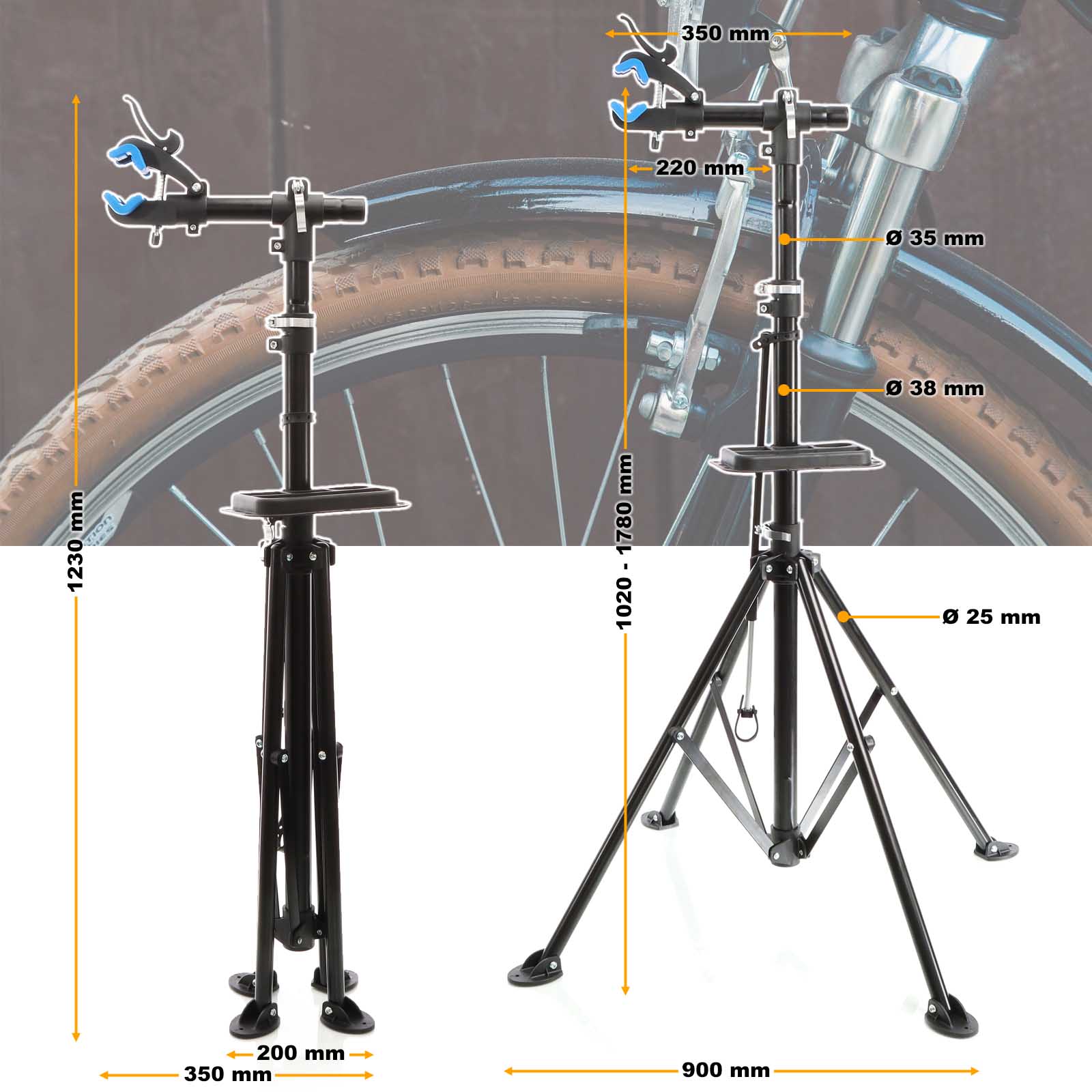 Pied d'atelier vélo réparation support pied de montage pivotant 360°  hauteur réglable argent - Rangement et transport mobilité - Achat & prix