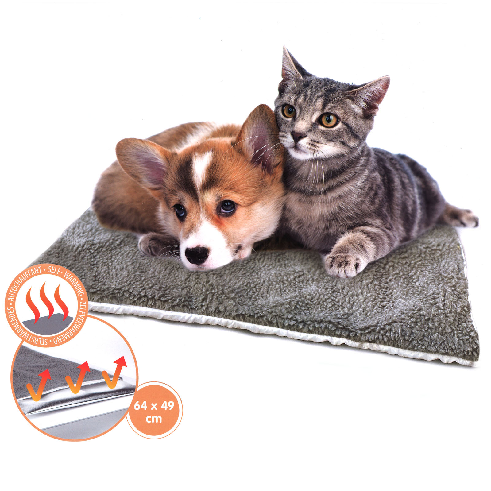 Fudajo Hundematte und Katzenmatte selbstwärmend 64x49cm für Haustiere