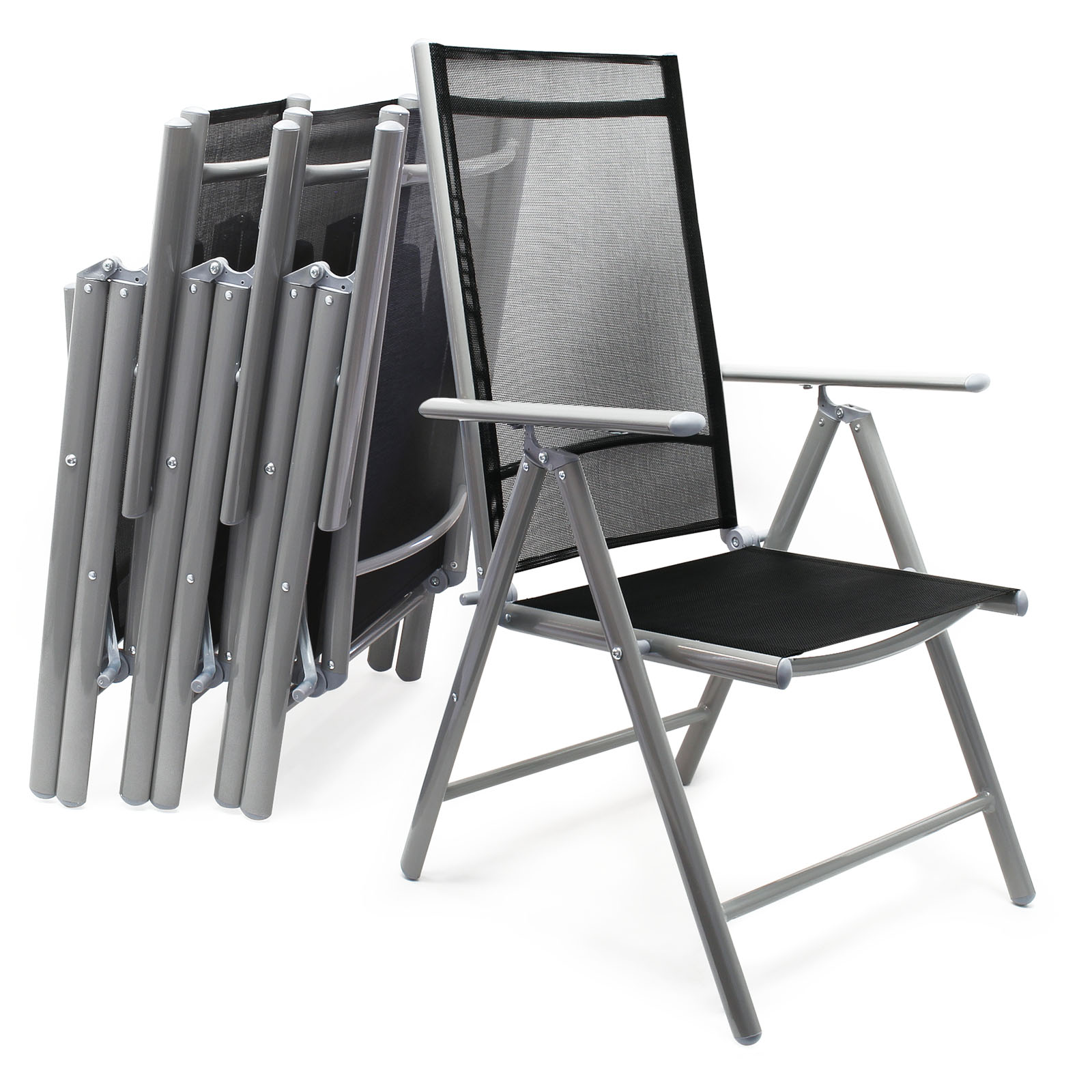 Set 4 sedie richiudibili schienale alto silver
