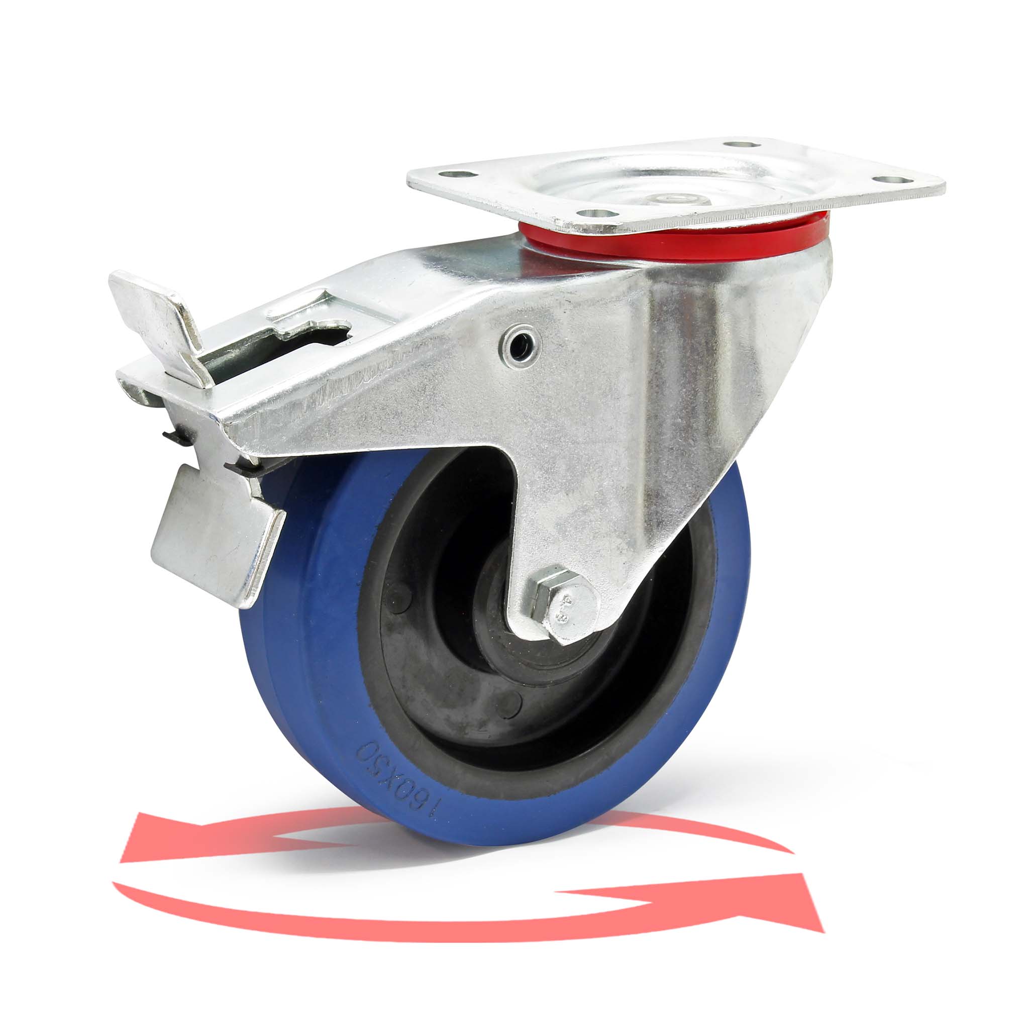 Lenkrolle 160 mm bis 300kg mit Bremse Kunststoffrad Transportrolle