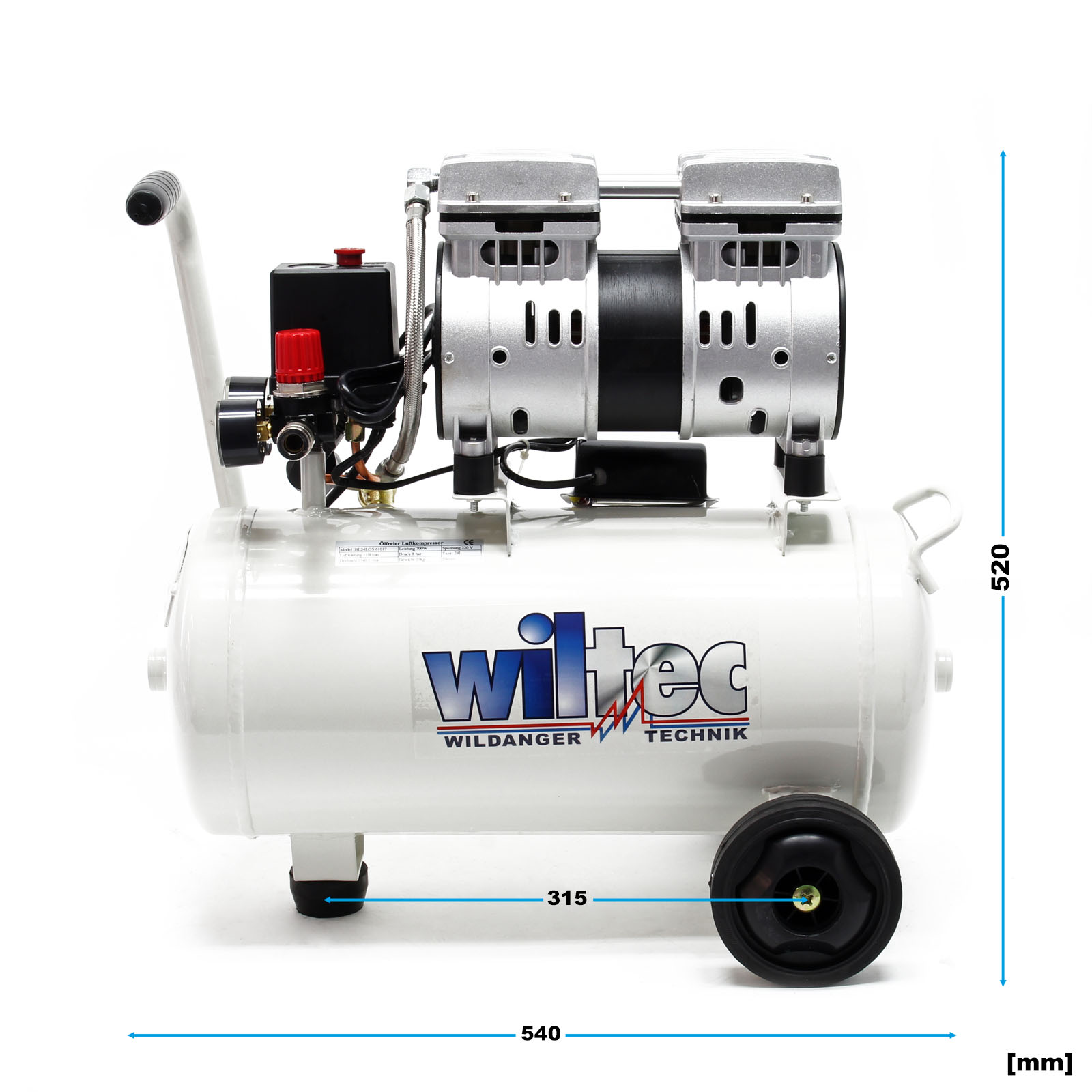WilTec Compresseur d'air avec Réservoir de 50l 1500W 2CV 212l/min Outil  d'atelier Mobile avec Roues : : Bricolage