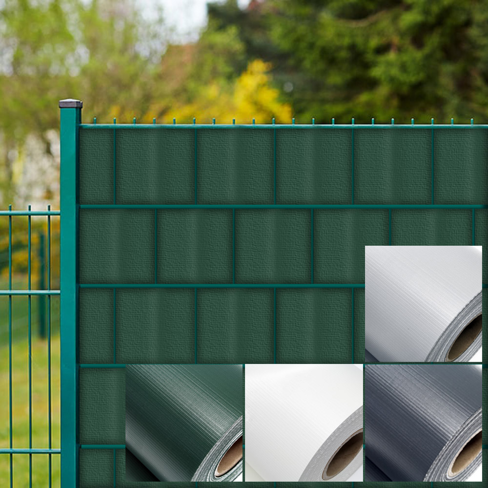 Wiltec Sichtschutz Streifen 35 m grau PVC Sichtschutzfolie Zaunfolie Zaunschutz mit 20 Clips 