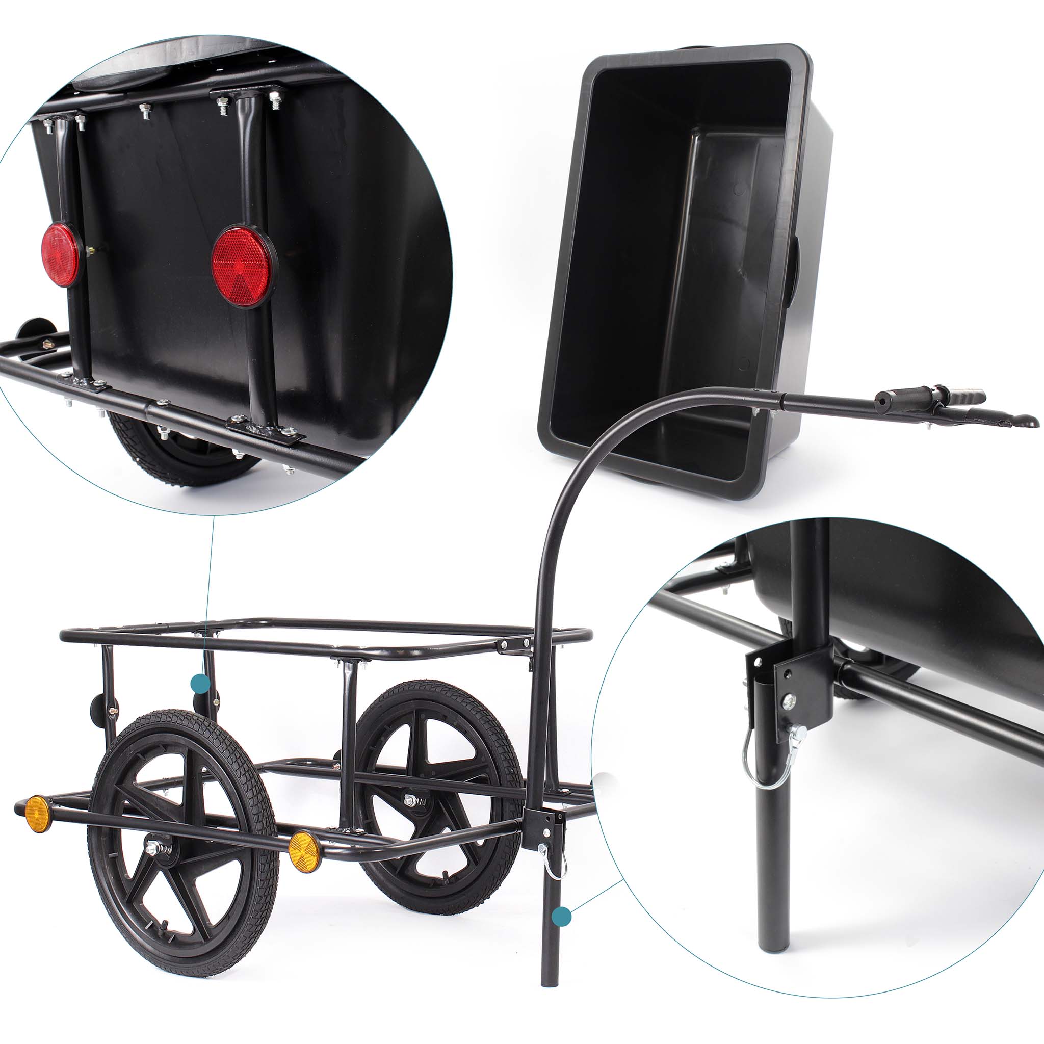 Wiltec Bicycle Trailer with 90-litres Tray Load Trailer up to 80kg