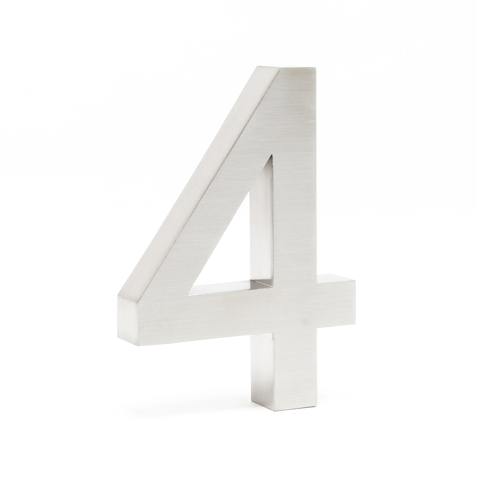 3-D Hausnummer "4" aus Edelstahl 20cm Arial rostfrei und wetterfest