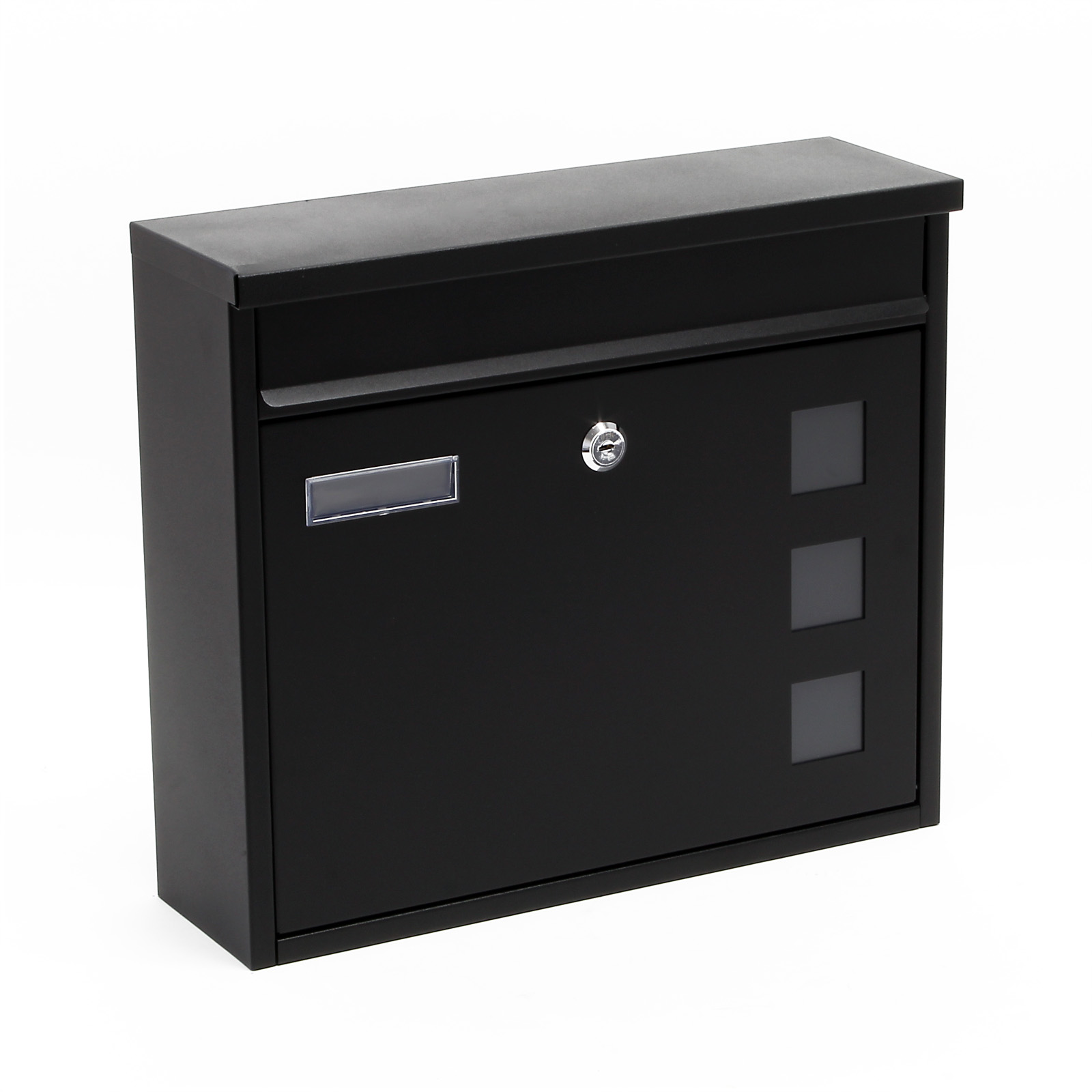 Design Briefkasten Postbox Schwarz pulverbeschichtet Wandbriefbox V12