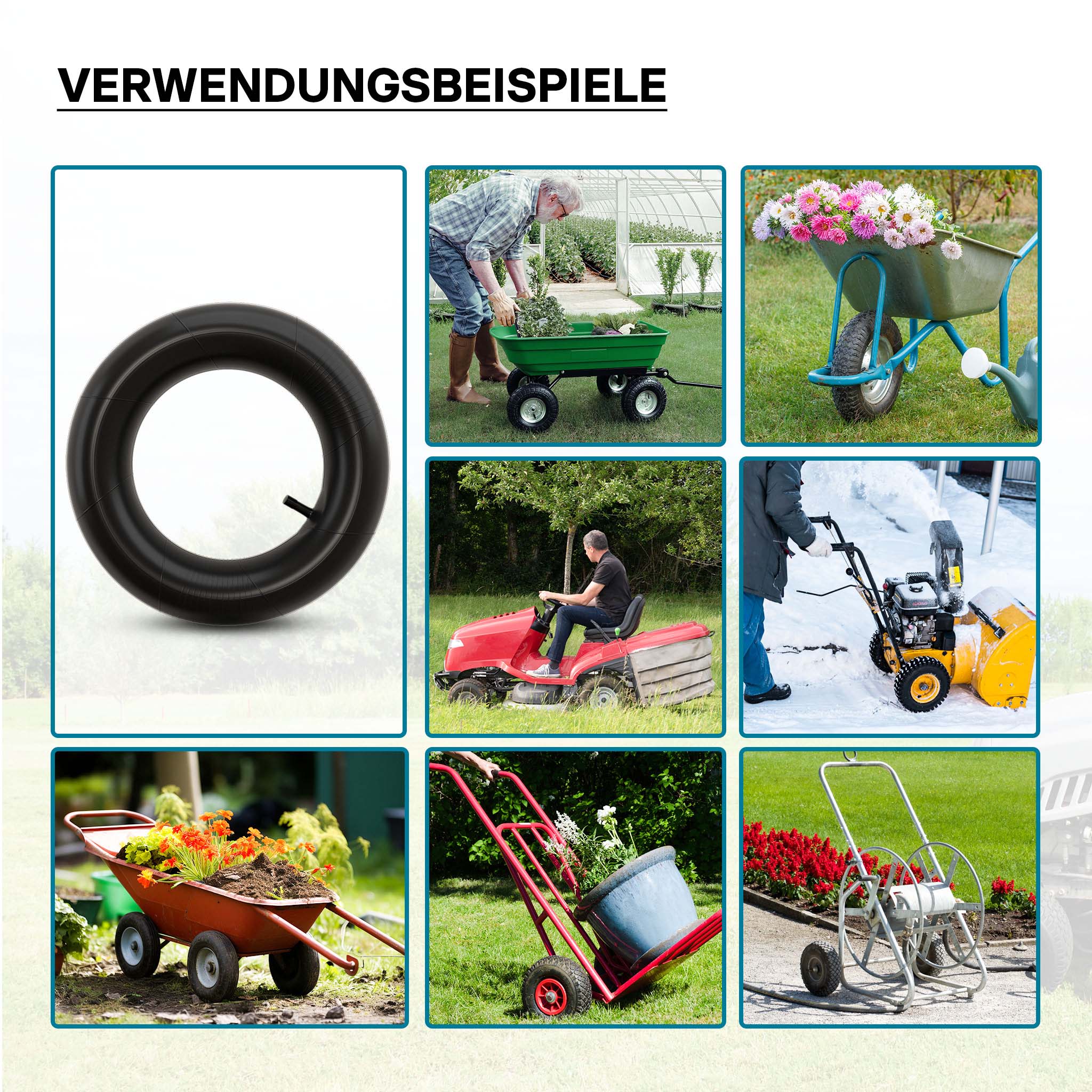 WilTec Chambre à air pour pneu de tracteur à pelouse 15x6.00-6 avec valve  droite roue tondeuse à gazon