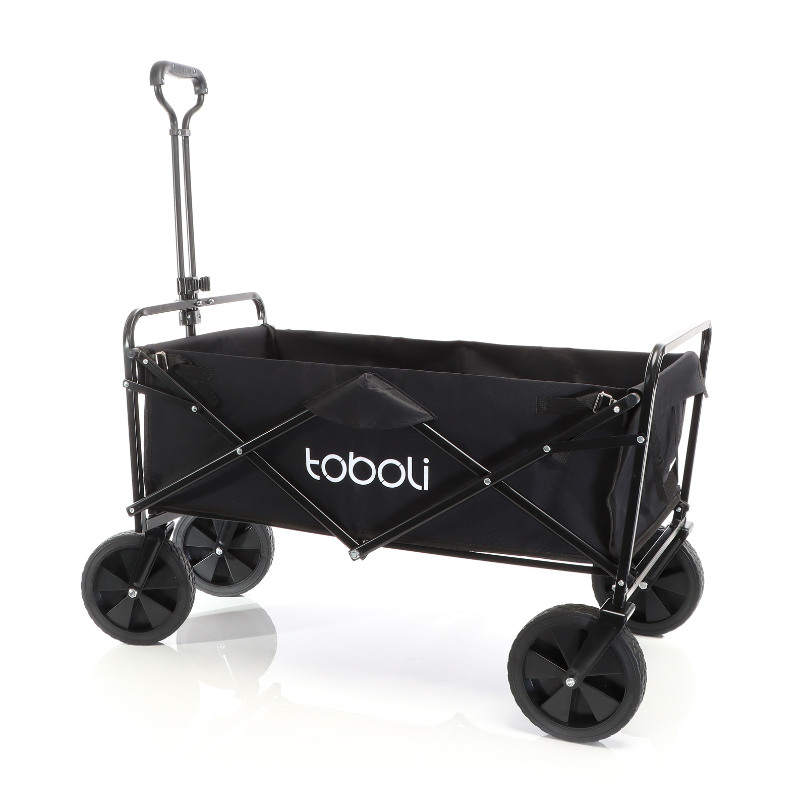 Toboli Chariot Enfant Pliable Noir 100 kg Poignée Télescopique Transport  Outils Tout-terrain Plage