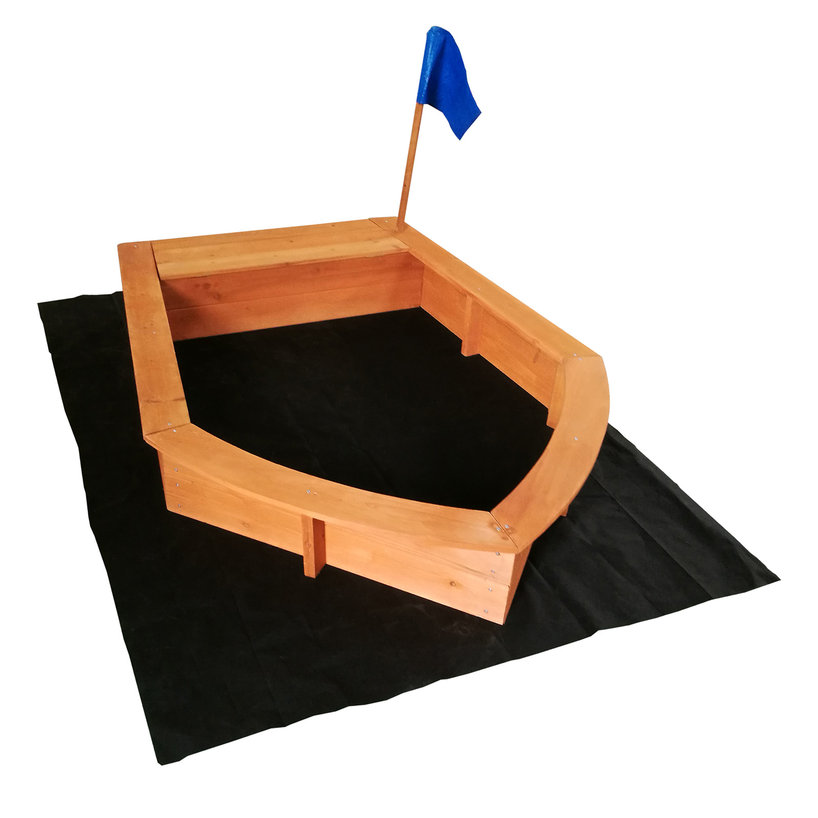 Sandkasten Boot 150x108x50cm Holz Vliesboden Holzsandkasten