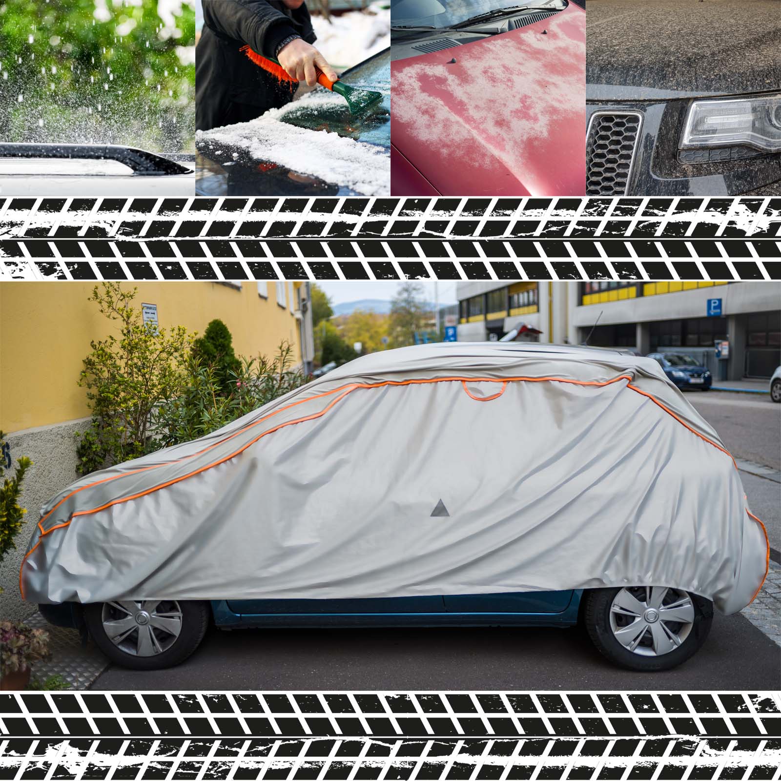XPOtool Full Car Cover XL Hail-protection Waterproof Protective Auto Cover  for Hail, Snow, and Rain