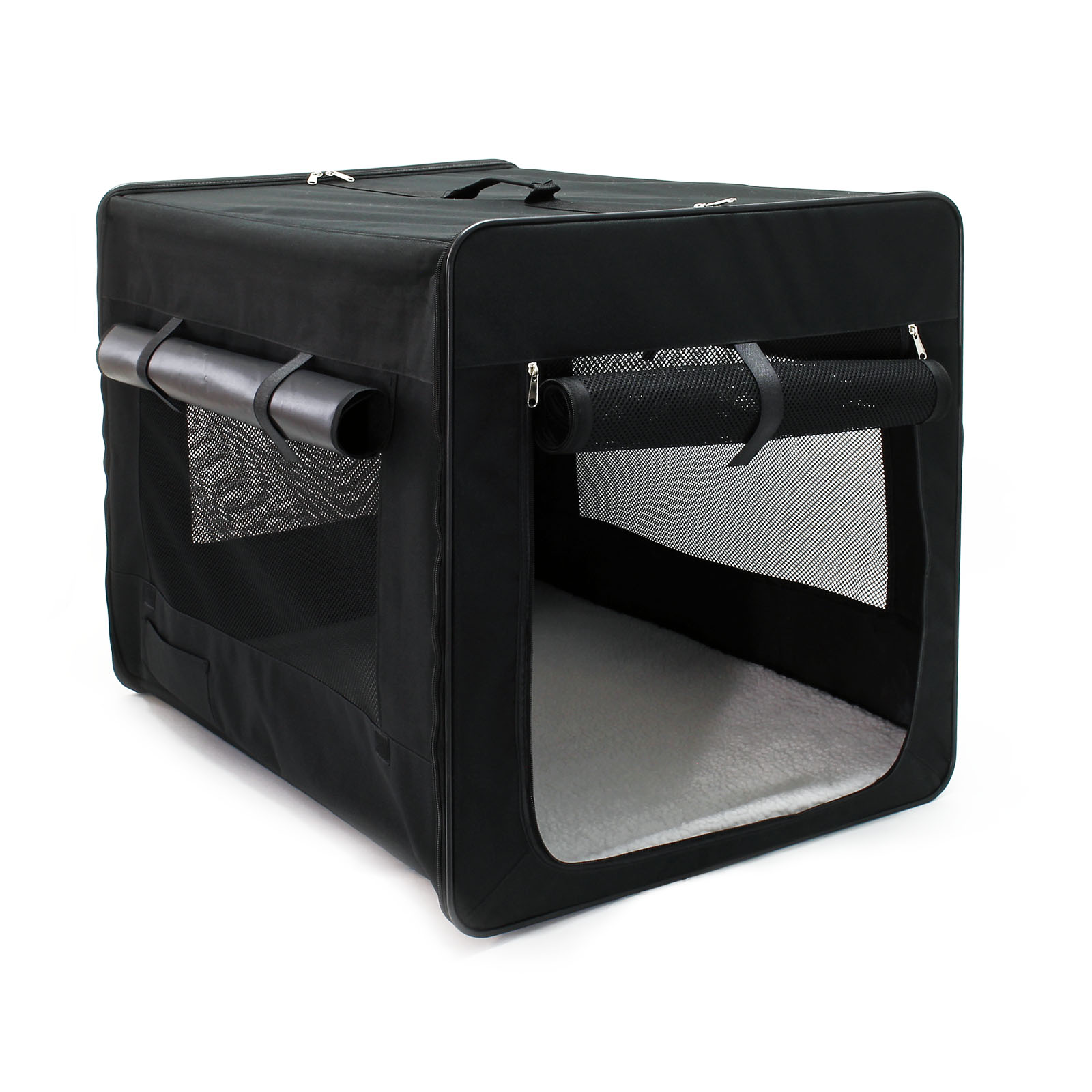 Fudajo faltbare Transportbox Schwarz für Haustiere Gr. L (76x56x61cm)