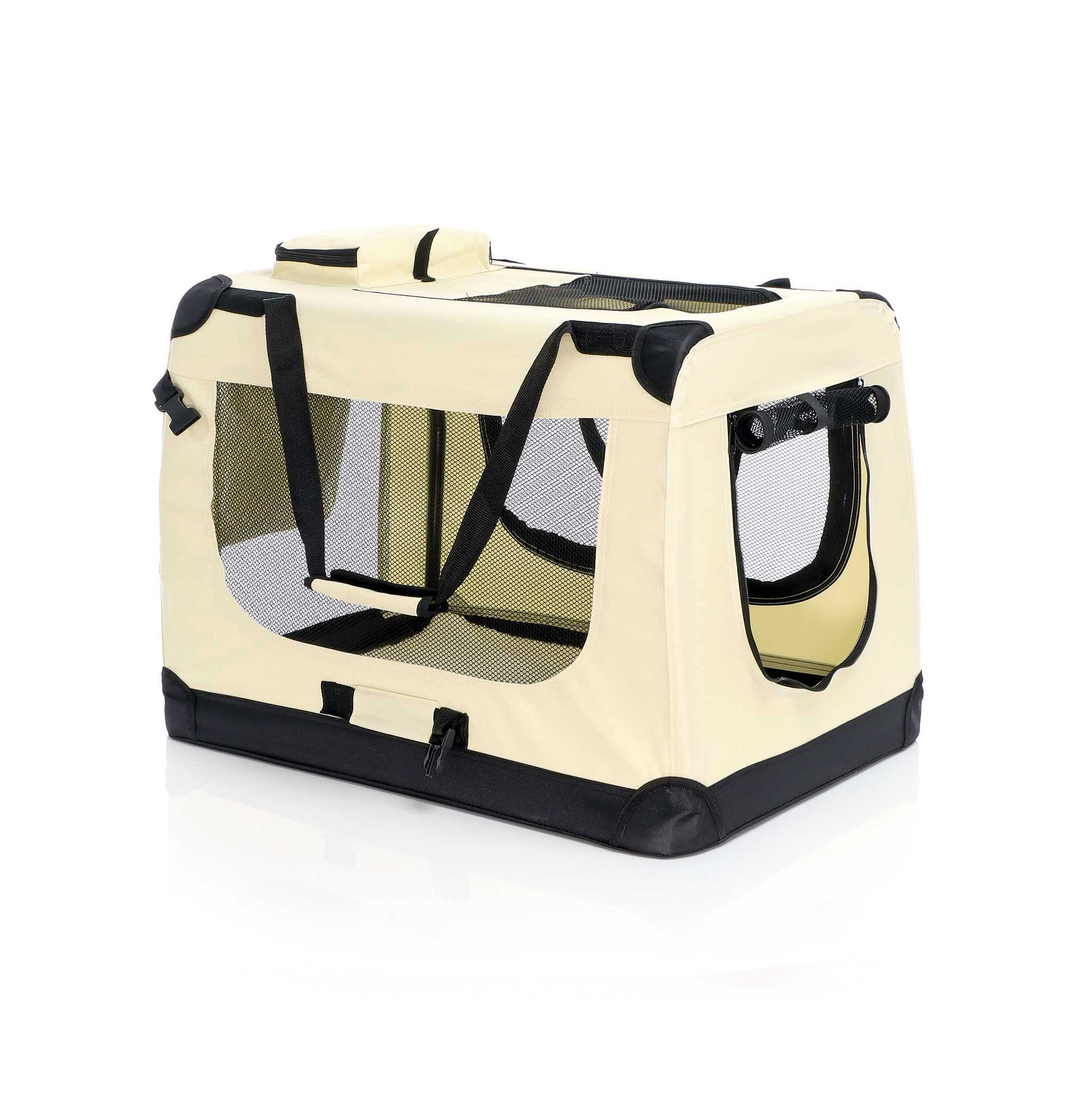 Fudajo faltbare Transportbox Beige für Haustiere Gr. L (70x52x50 cm)