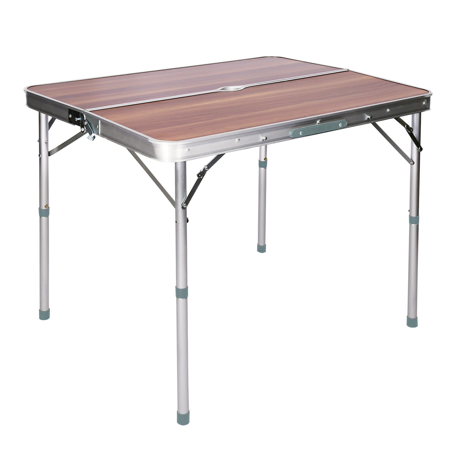 Wiltec Aluminium Camping Klapptisch mit 80x60cm weißer Tischplatte MDF mit Alu-Rahmen Koffertisch Falttisch 