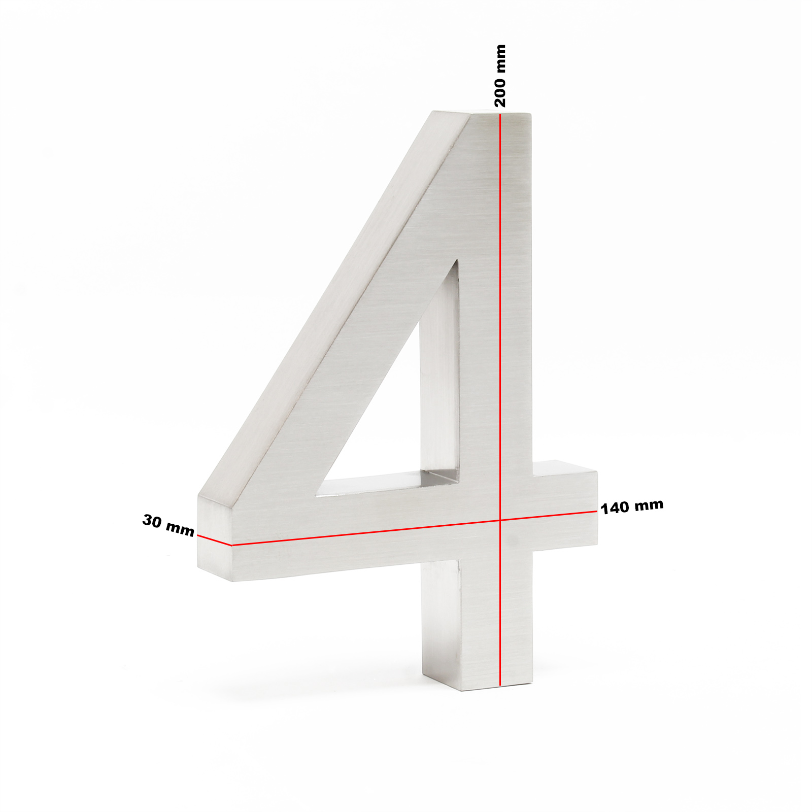 WilTec Plaque Numéro Maison Chiffre 3 3D 20cm Acier Inoxydable Résistant Intempéries Matériel Fixation 
