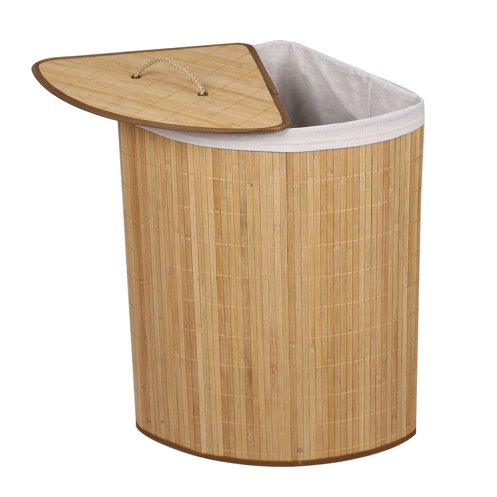Wäschekorb aus Bambus 57 L natur mit Wäschesack eckig faltbar