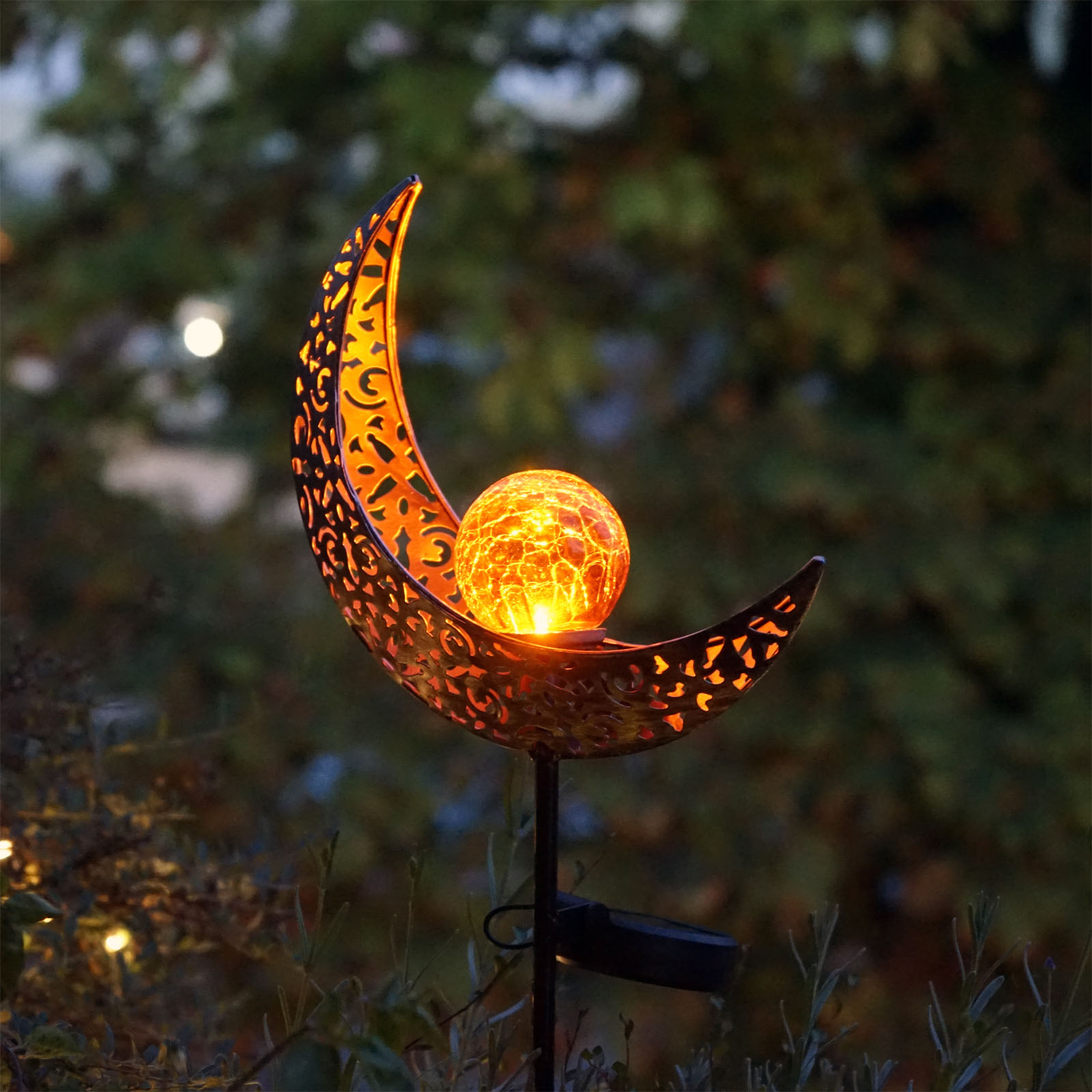 Toboli Solarleuchte Mond, LED, Metall, für Außen als Gartendeko