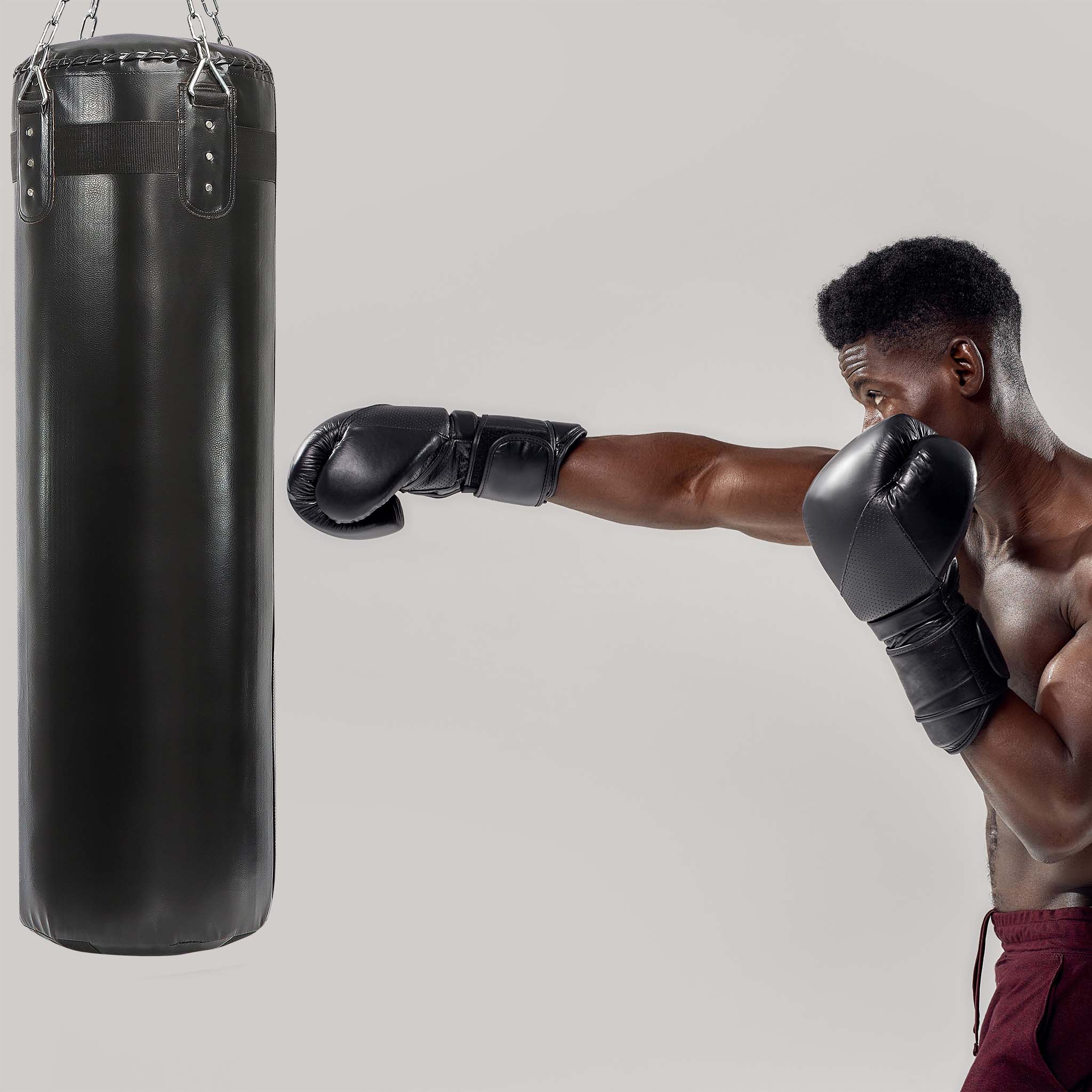 LUXTRI Punching Bag, 120cm 25kg, Sand Filled, 4-Point Chain Suspension