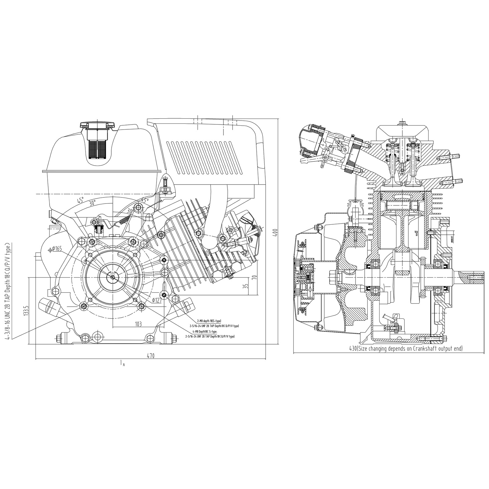 LIFAN 177 Petrol Engine 6.6kW (9Hp) wet clutch gearbox 2:1 E-Star