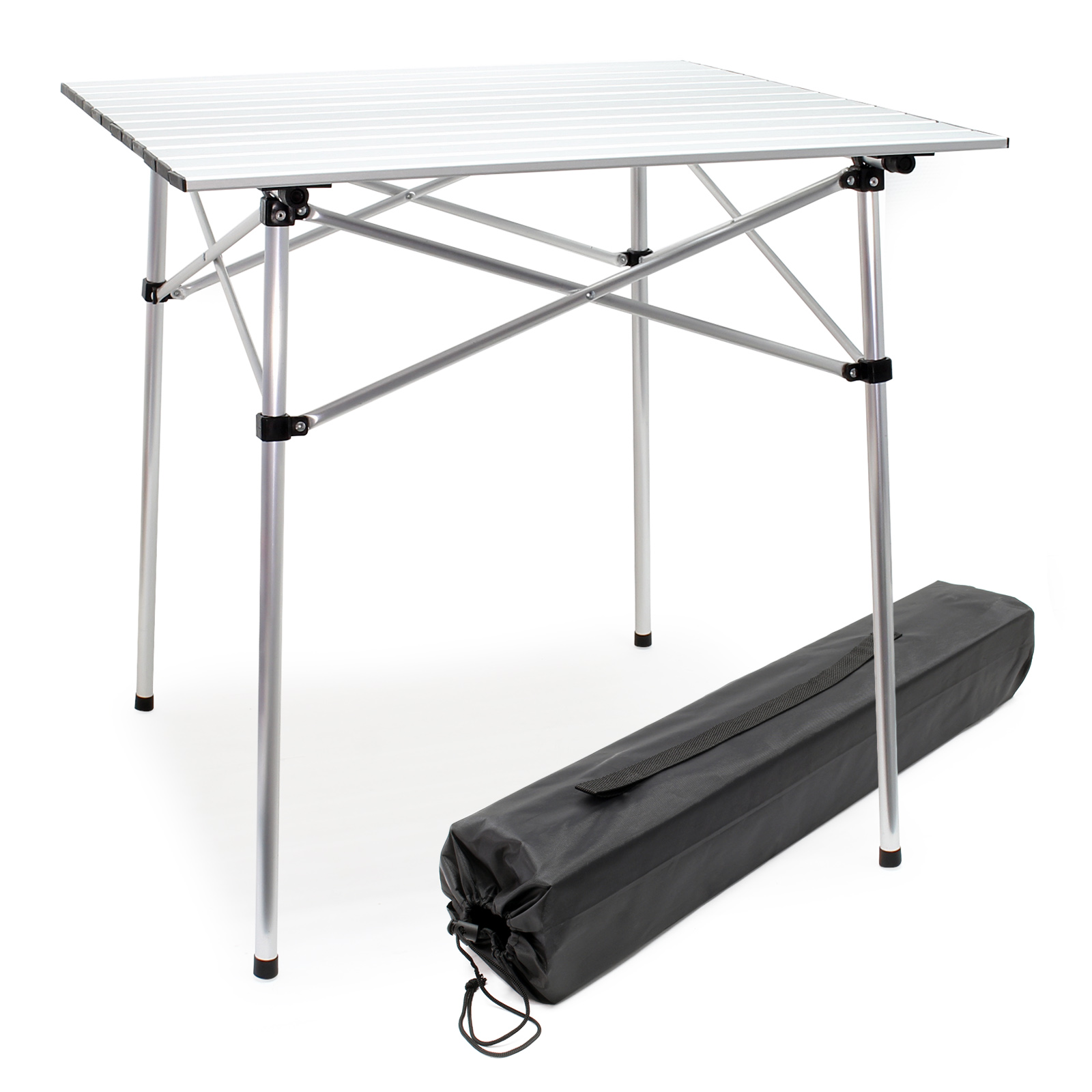 Aluminium Camping Rolltisch mit 70x69cm Tischplatte u. Transporttasche