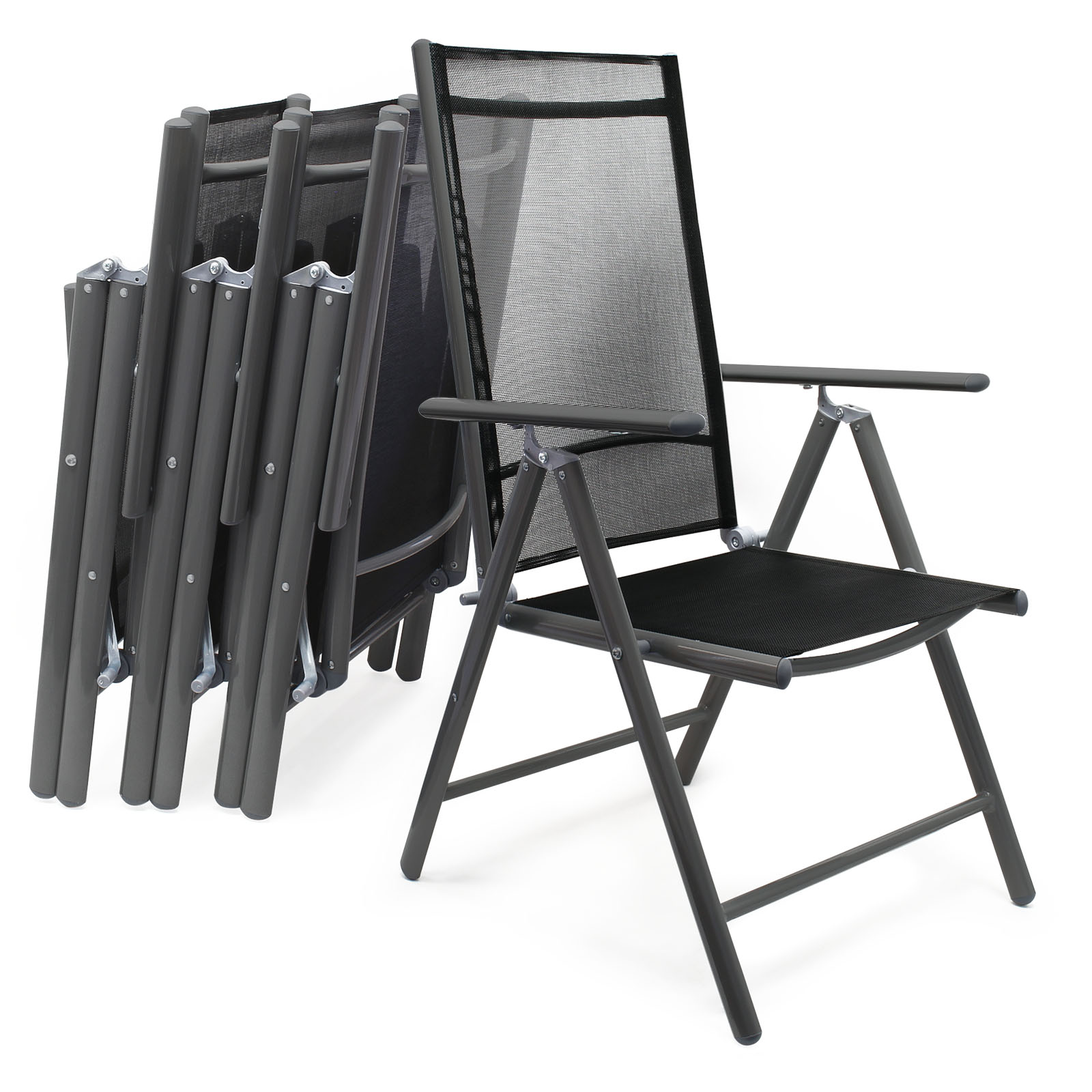 Set 4 sedie richiudibili schienale alto antracite