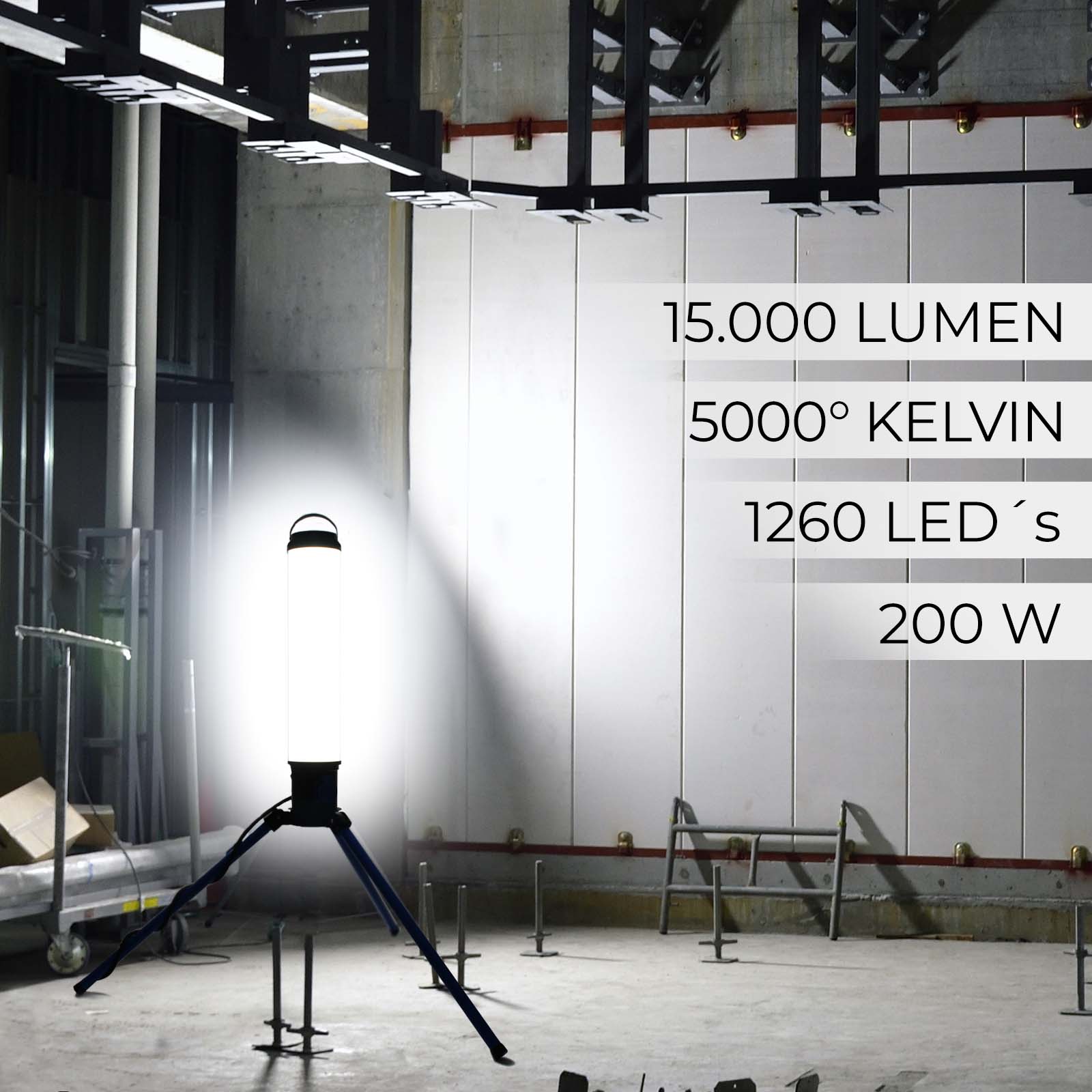 XPOtool Tour d'éclairage chantier à LED 200W Spot 360° 20 000lm, Prise