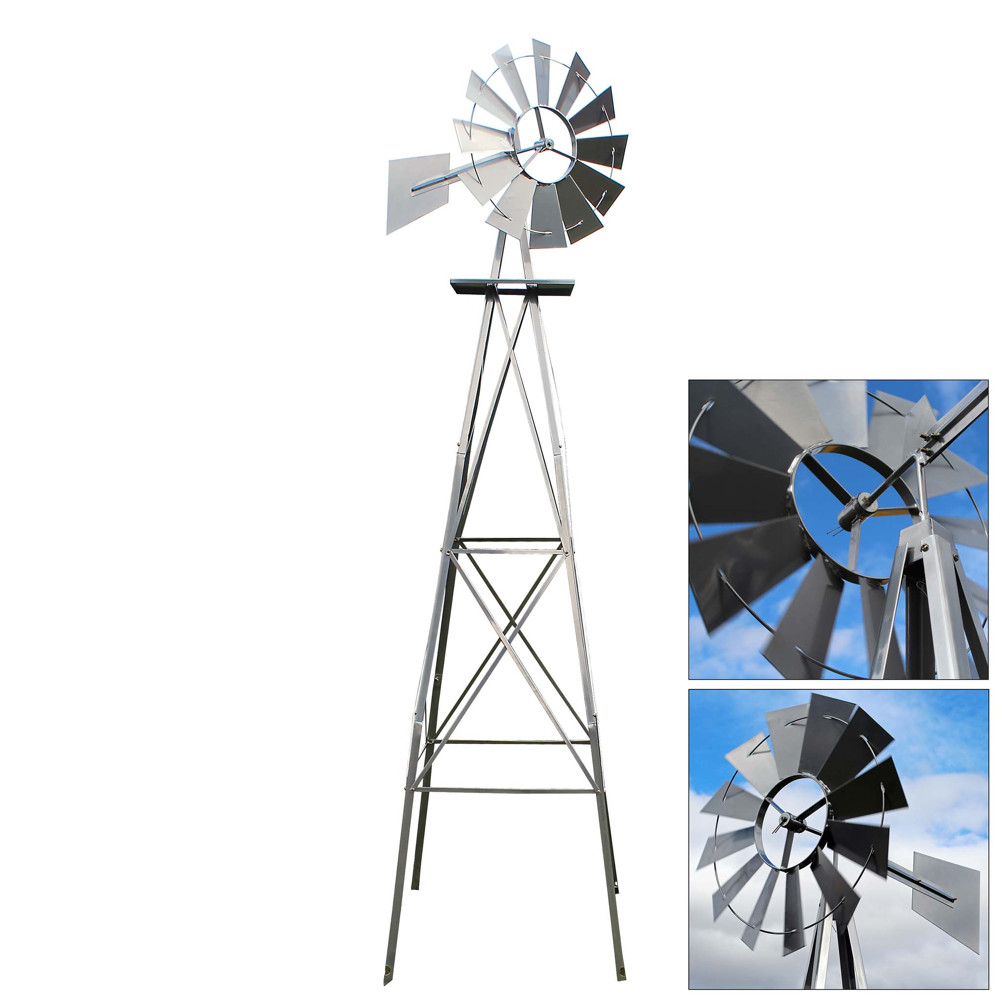 US roue à vent argenté moulin à vent carillon roulements moulin