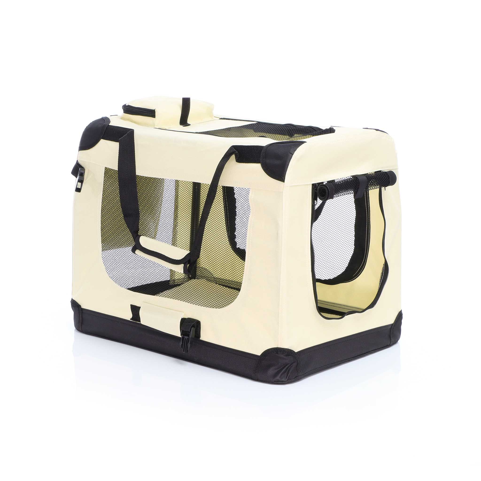 Fudajo faltbare Transportbox Beige für Haustiere Gr. S (50x34x36 cm)