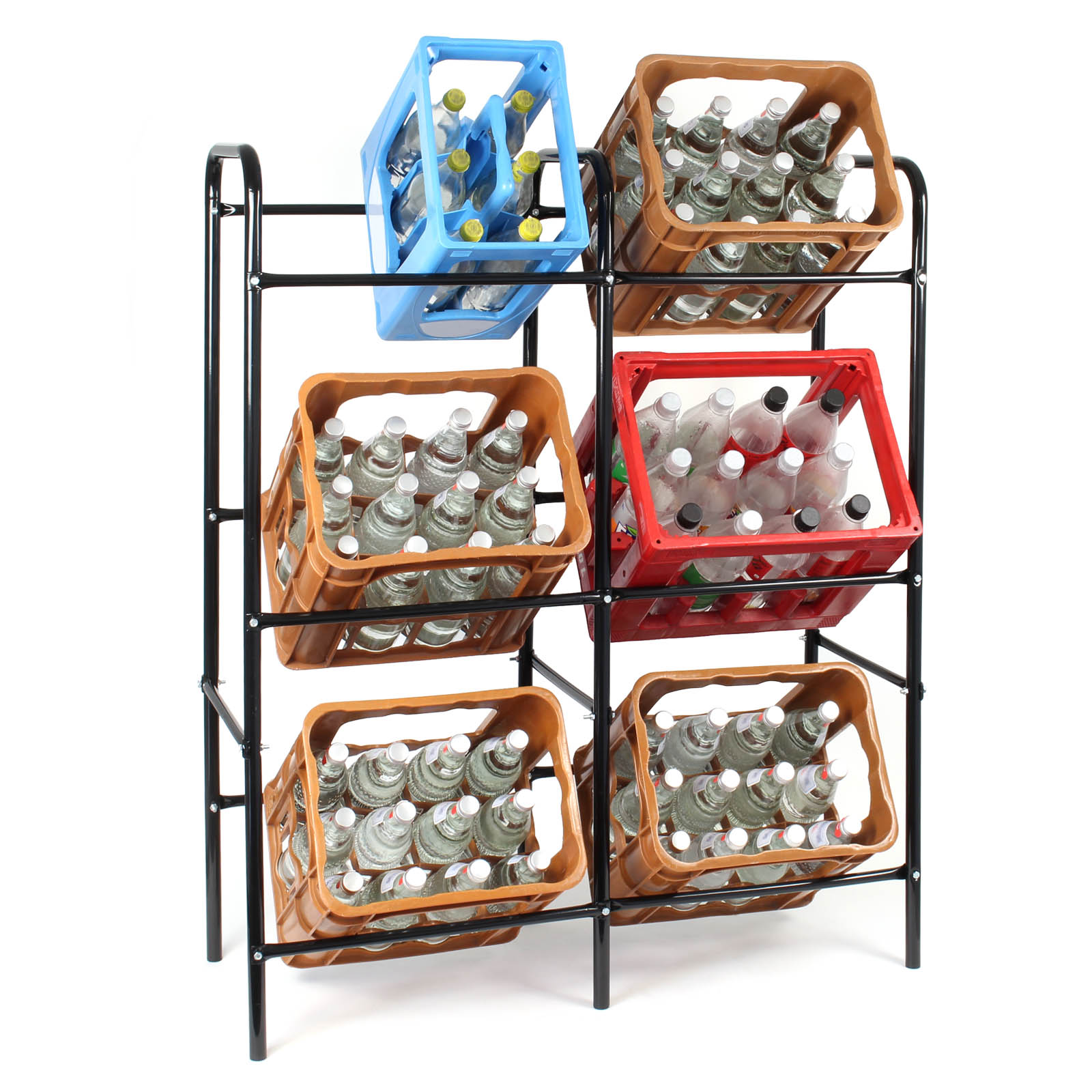 XPOtool Kistenregal für 6 Kästen für 20kg pro Ebene Getränkekistenregal aus Stahl 96x33x116cm