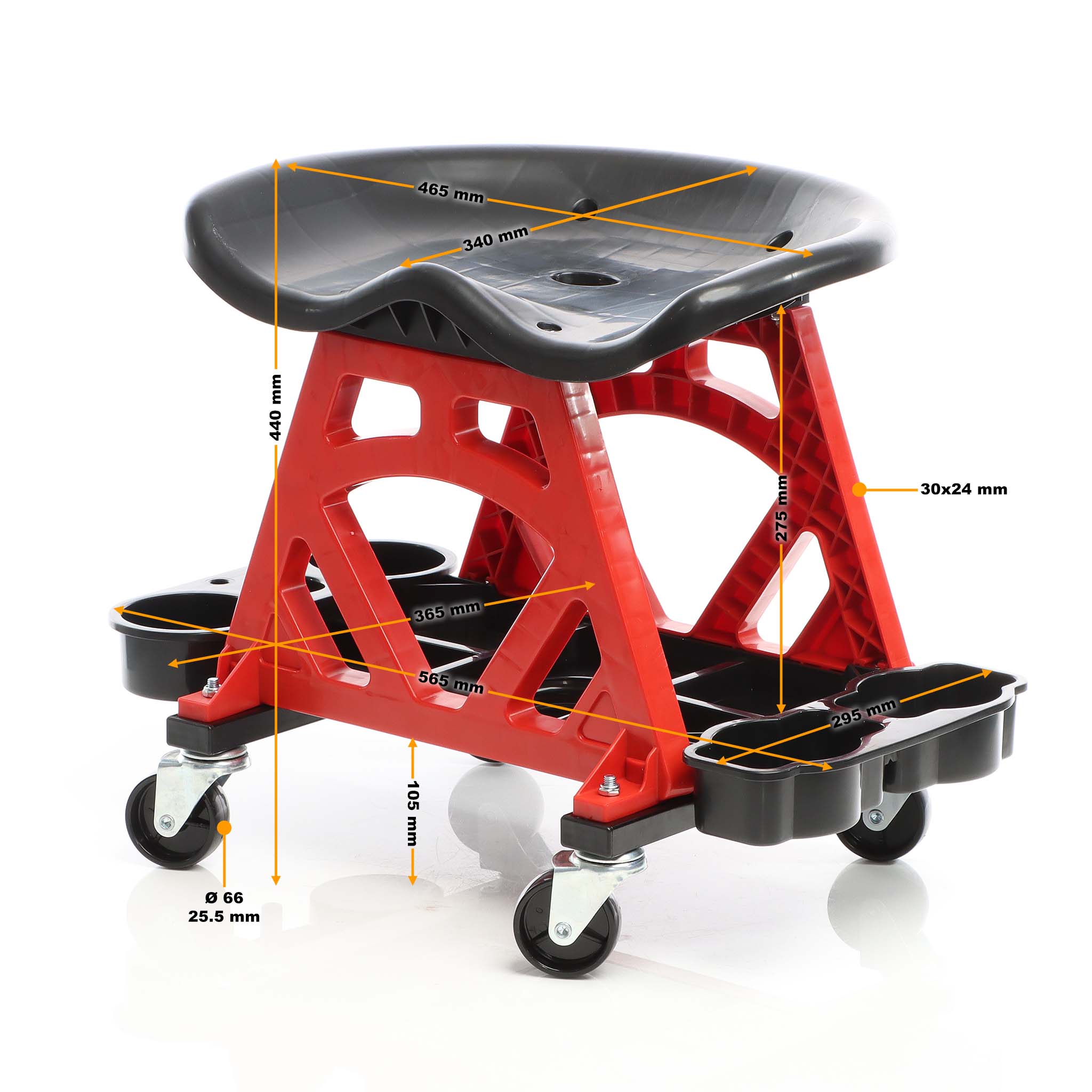XPOtool Sgabello con ruote per officina max 150 kg, girevole a 360