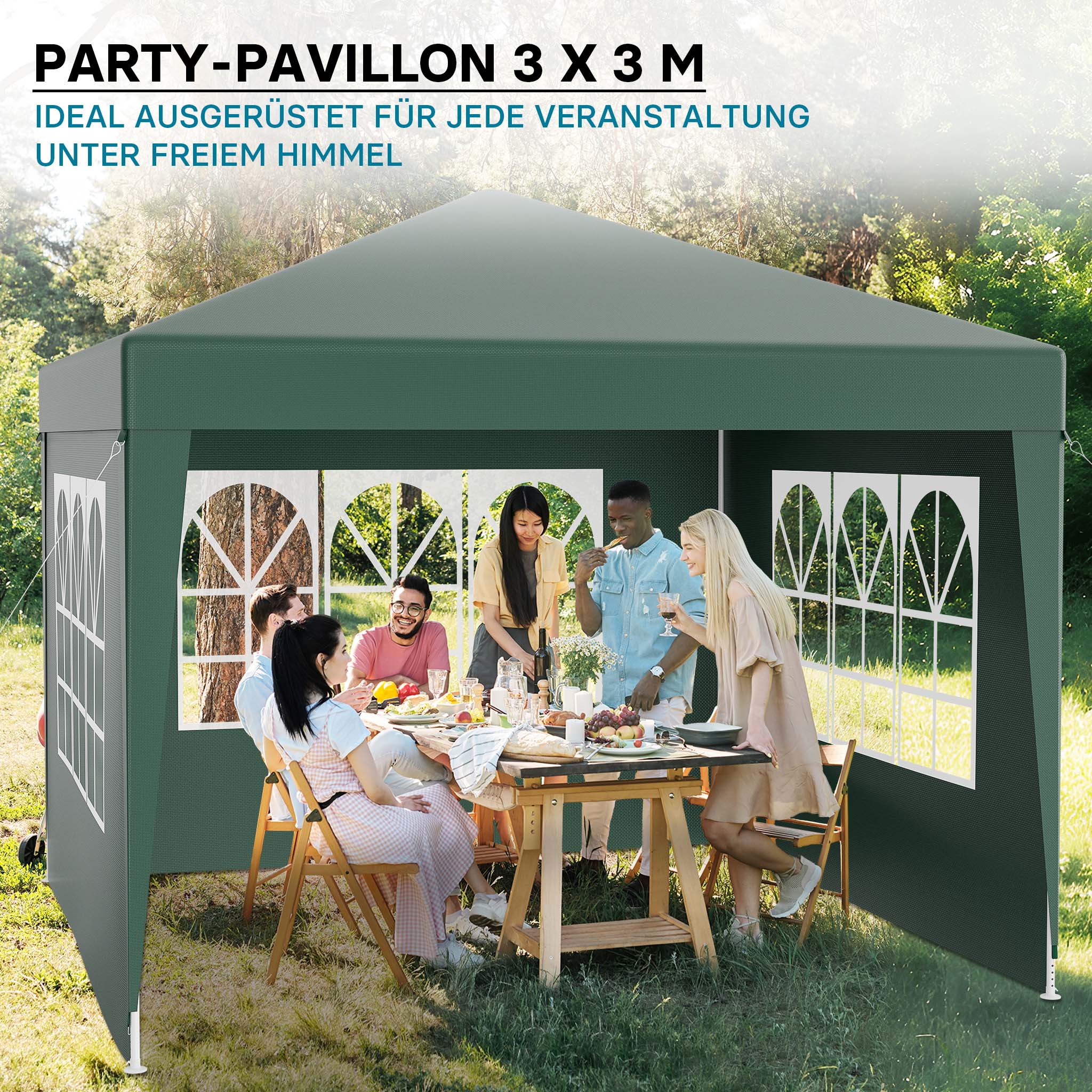 Tente De Jardin / Gazebo 3x3 Tente Pliante Imperméable Pour Foires