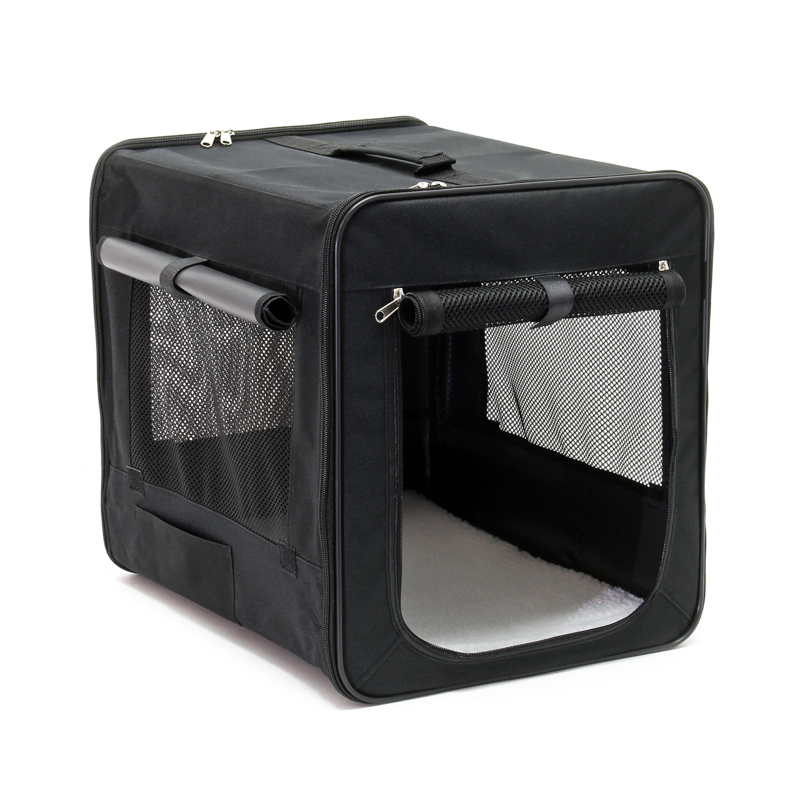 Fudajo faltbare Transportbox Schwarz für Haustiere Gr. S (42x36x41cm)